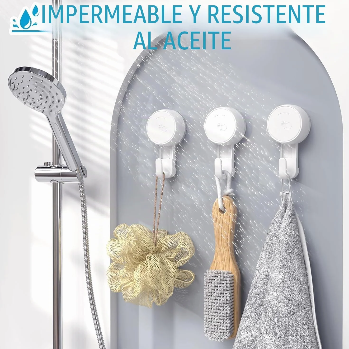 Luxear Gancho Ventosa Baño 4 Piezas Ultra Fuerte Sin Agujeros Colgador Toallas Ventosa Impermeable Reutilizable Percha Ventosa MAX 5kg para Toallas Cocina Pared Puerta Ropa