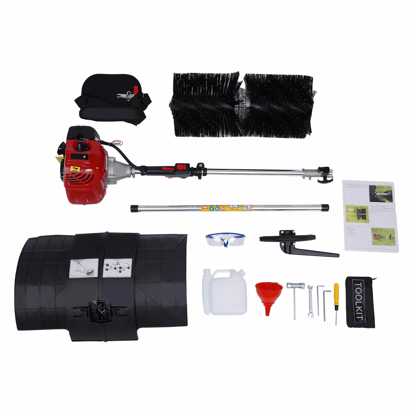 Escoba de 52 cc de 2 tiempos y 3,5 HP con motor de gasolina, motor de gasolina, transparente con motor refrigerado por aire, motor EPA para calzada, césped, nieve