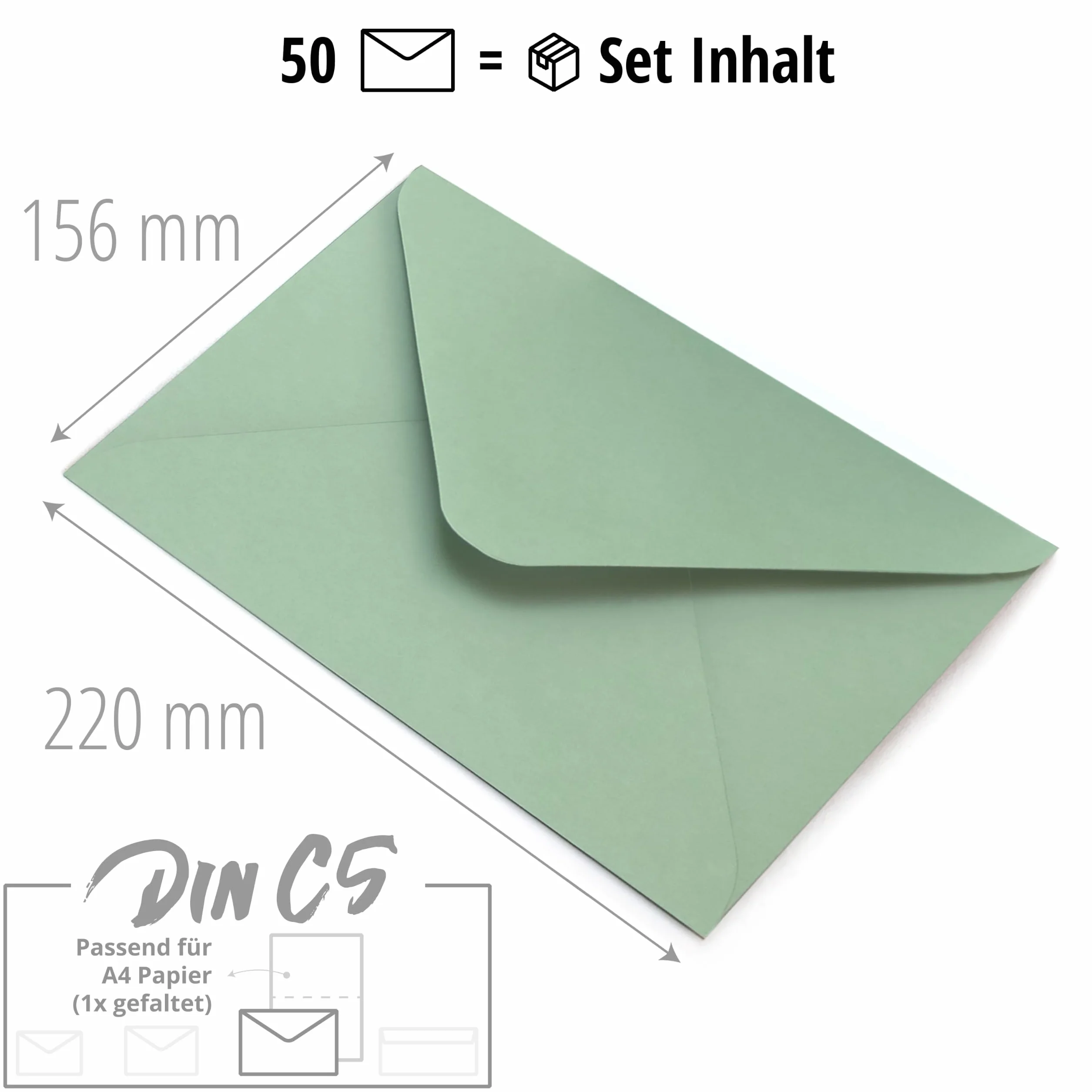 Sobres de Papel DIN C5 220x156 mm Verde 50 Piezas