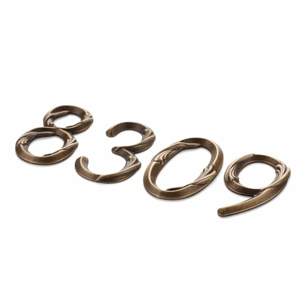 Números de casa, números de puerta de entrada, número de casa con patrón desgastado de latón del 0 al 9, número de metal for habitación de hotel con dirección exterior, 1 pieza(2)