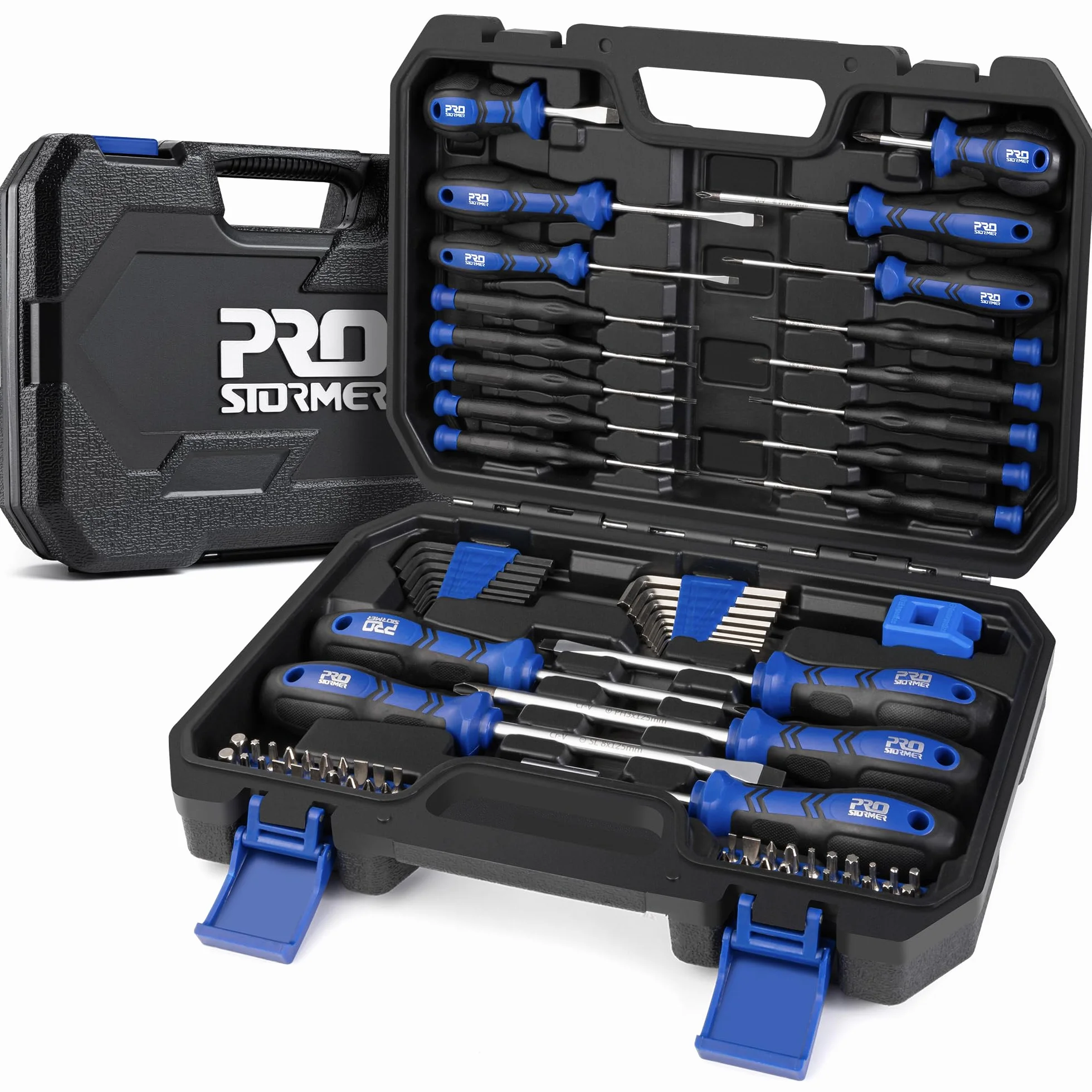 Prostormer Juego de destornilladores magnéticos de 79 piezas con caja de herramientas | Destornilladores ranurados, Phillips, hexagonales, Torx y de precisión, llaves Allen para reparación del hogar y bricolaje