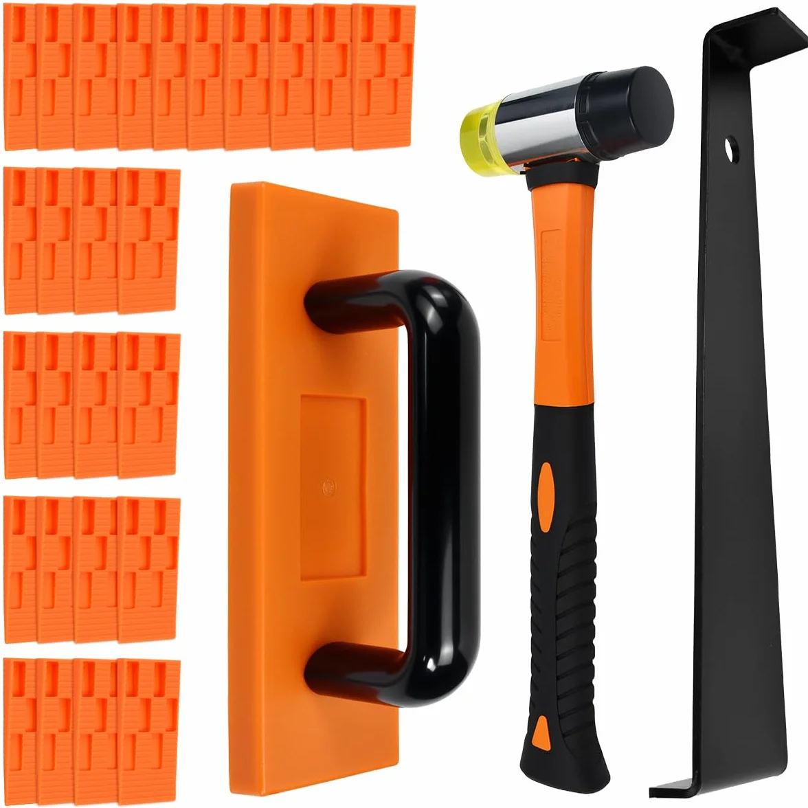 Kit de Instalación de Suelo Laminado - 43 PCS Herramientas para Suelo Laminado Incluye Martillo de Goma, Palanca de Extracción y Cuñas Separadoras - Kit Instalacion paraSuelo Vinilico Click