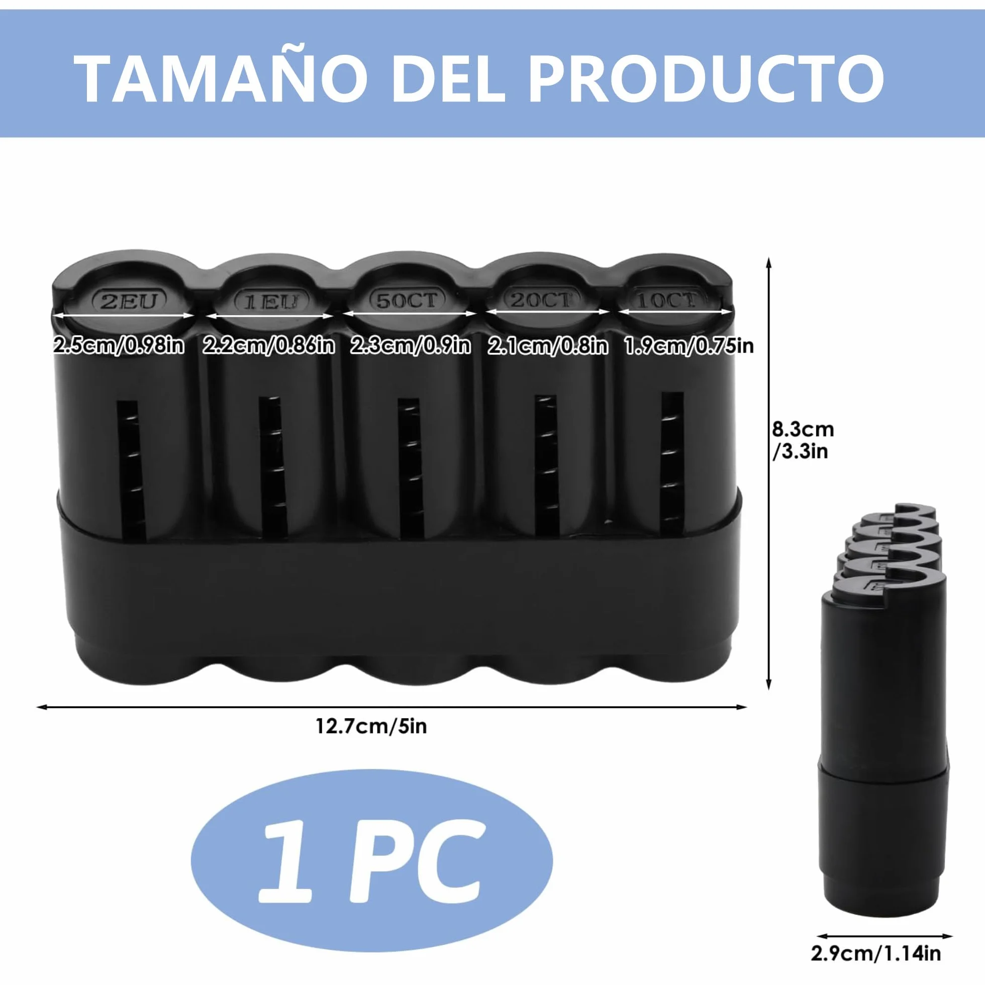 Portamonedas Clasificador Profesional Organizador de Monedas Duradero Negro