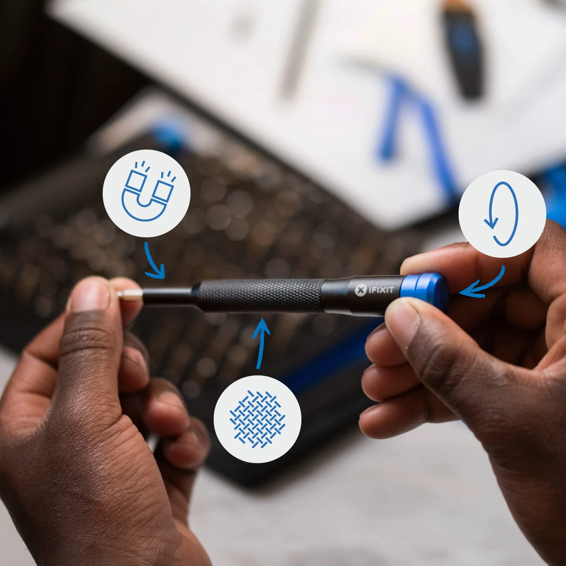 Kit de destornilladores Mako de iFixit: 64 puntas de precisión para reparación de dispositivos electrónicos