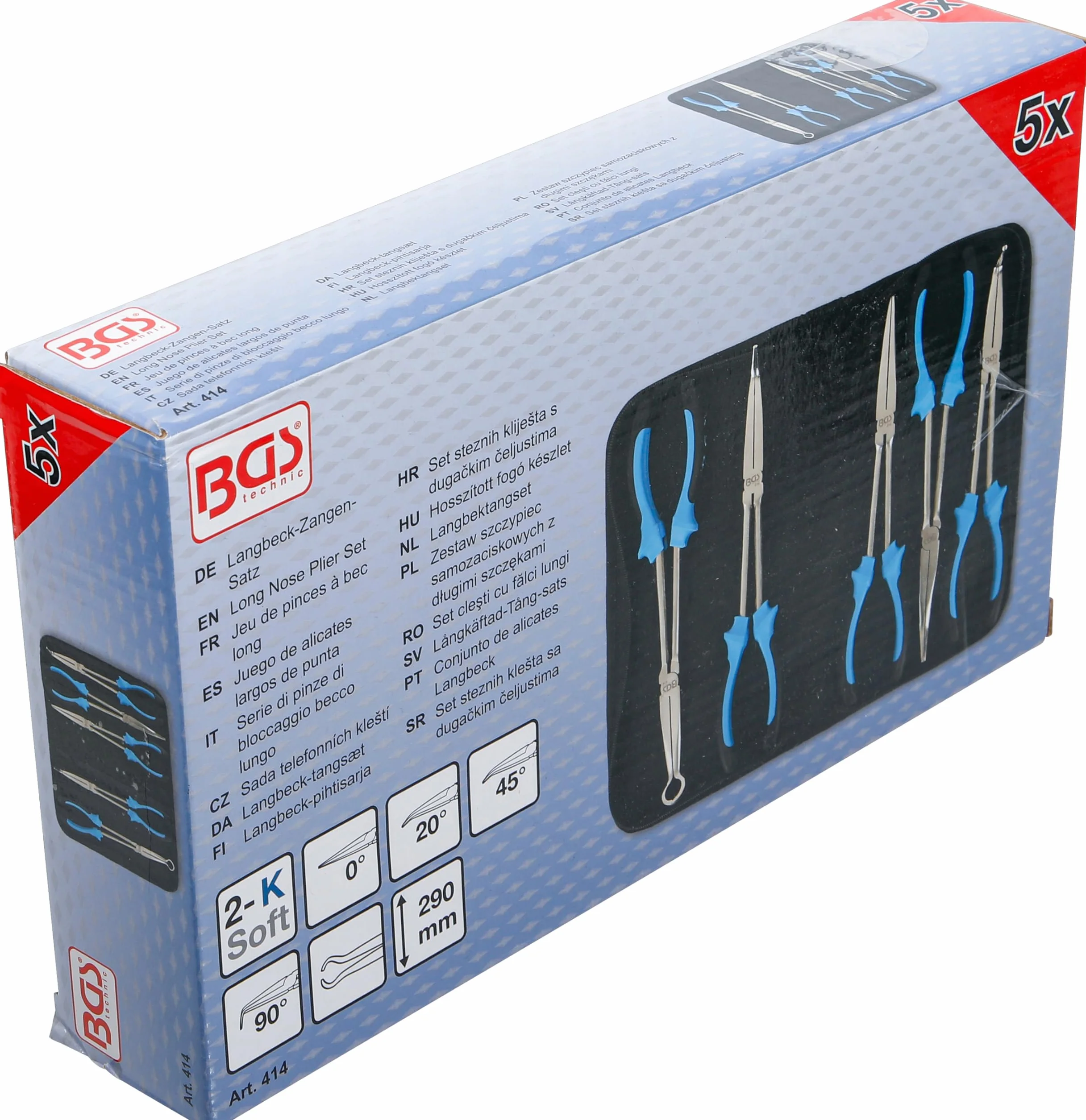BGS 414 | Juego de alicates largos de punta | 290 mm | 5 piezas
