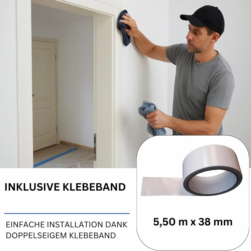 Pangolino Protector antipolvo para puerta, juego de 2 unidades, con cremallera, lámina de polietileno, 1,20 x 2,20 m, incluye cinta adhesiva de doble cara, variante con cinta de velcro