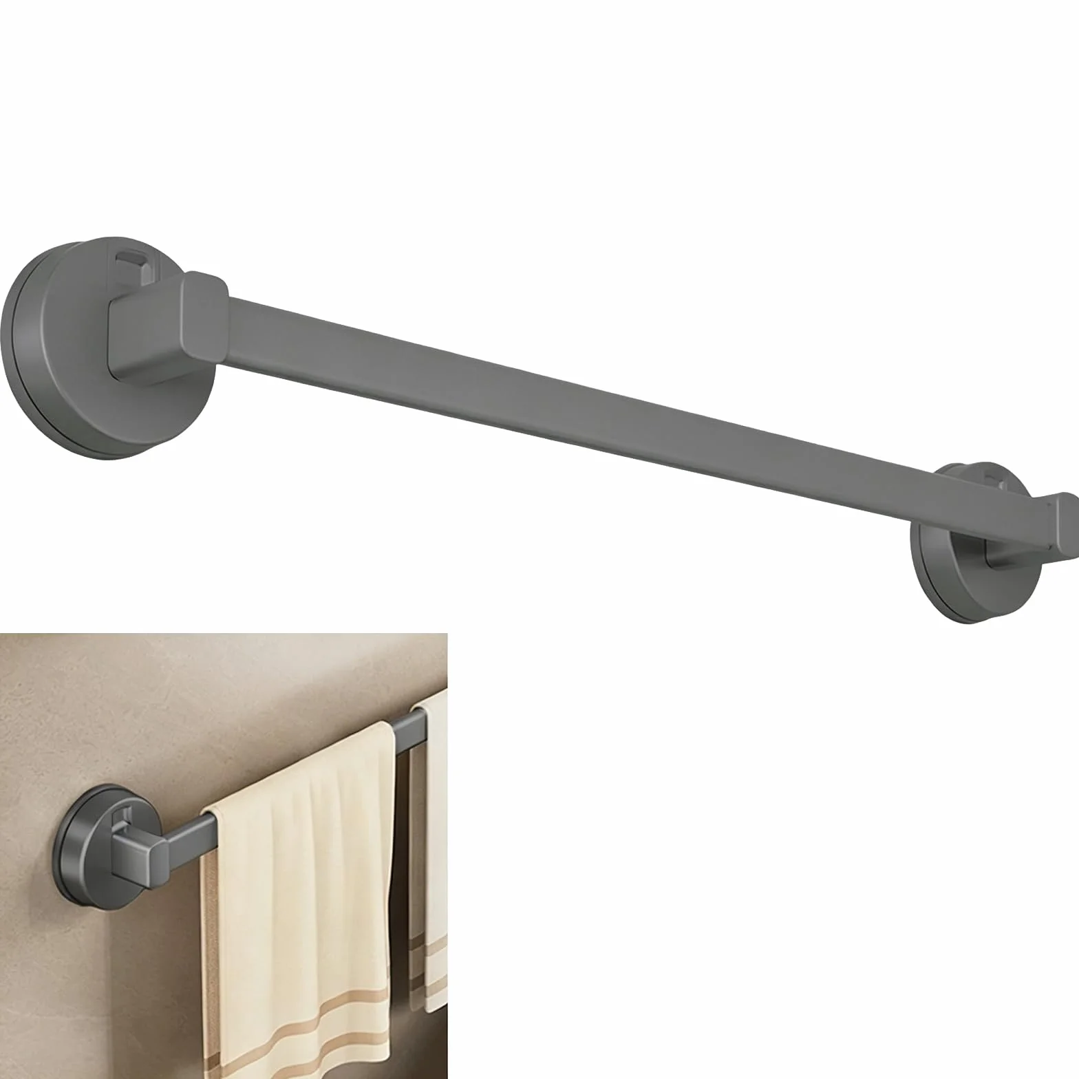 Toallero Ventosa, Toalleros de Baño Sin Taladro, Colgador Toalla Baño, Toallero Ducha, Toallero de Mano Extraíble y Resistente para Baño, Puerta, Ducha y Accesorios de Cocina