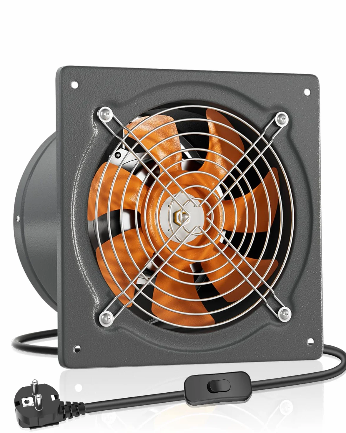 HG Power Ventilador extractor 250 mm 1680 m³/h silencioso válvula retorno enchufe europeo