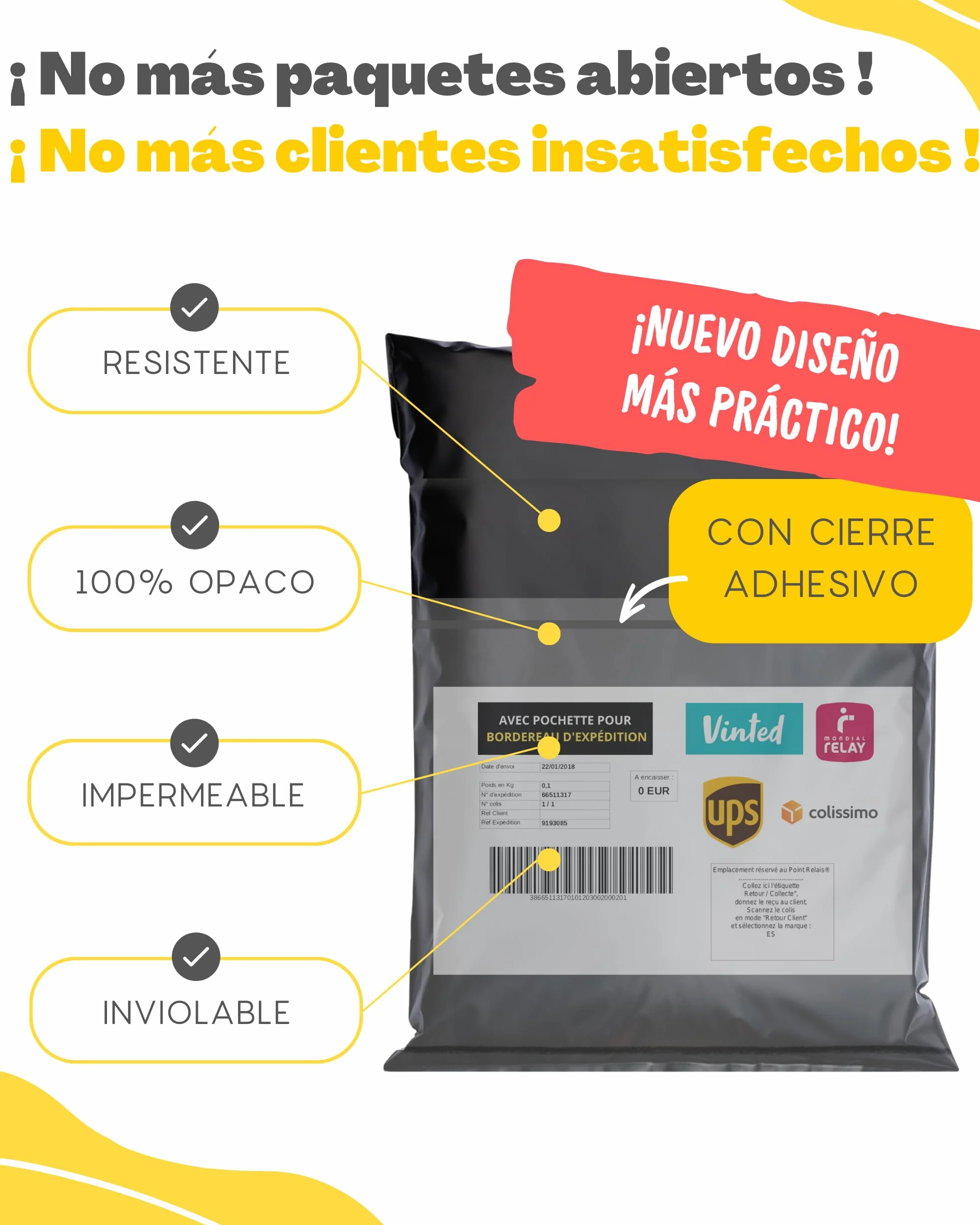 Bolsas para Envíos Vinted 30 uds - 3 Tamaños S/M/L - Opaco Resistente Impermeable - Sobres Plástico