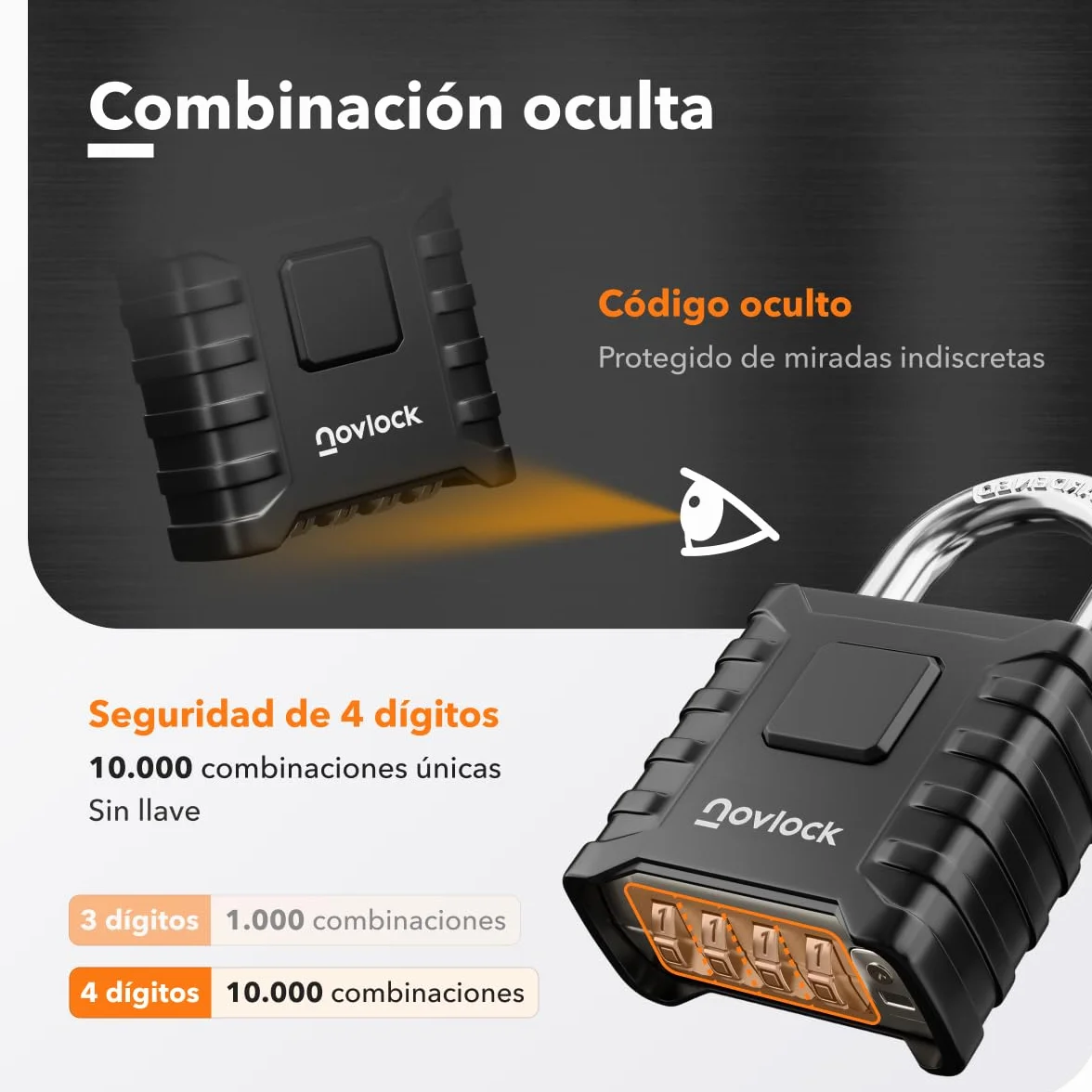 Candados de combinación – resistentes a la intemperie, grande y robustos – para exteriores : portones, vallas, cobertizos, garajes, trasteror, puertas, armoires, taquillas – pack de 1, negro