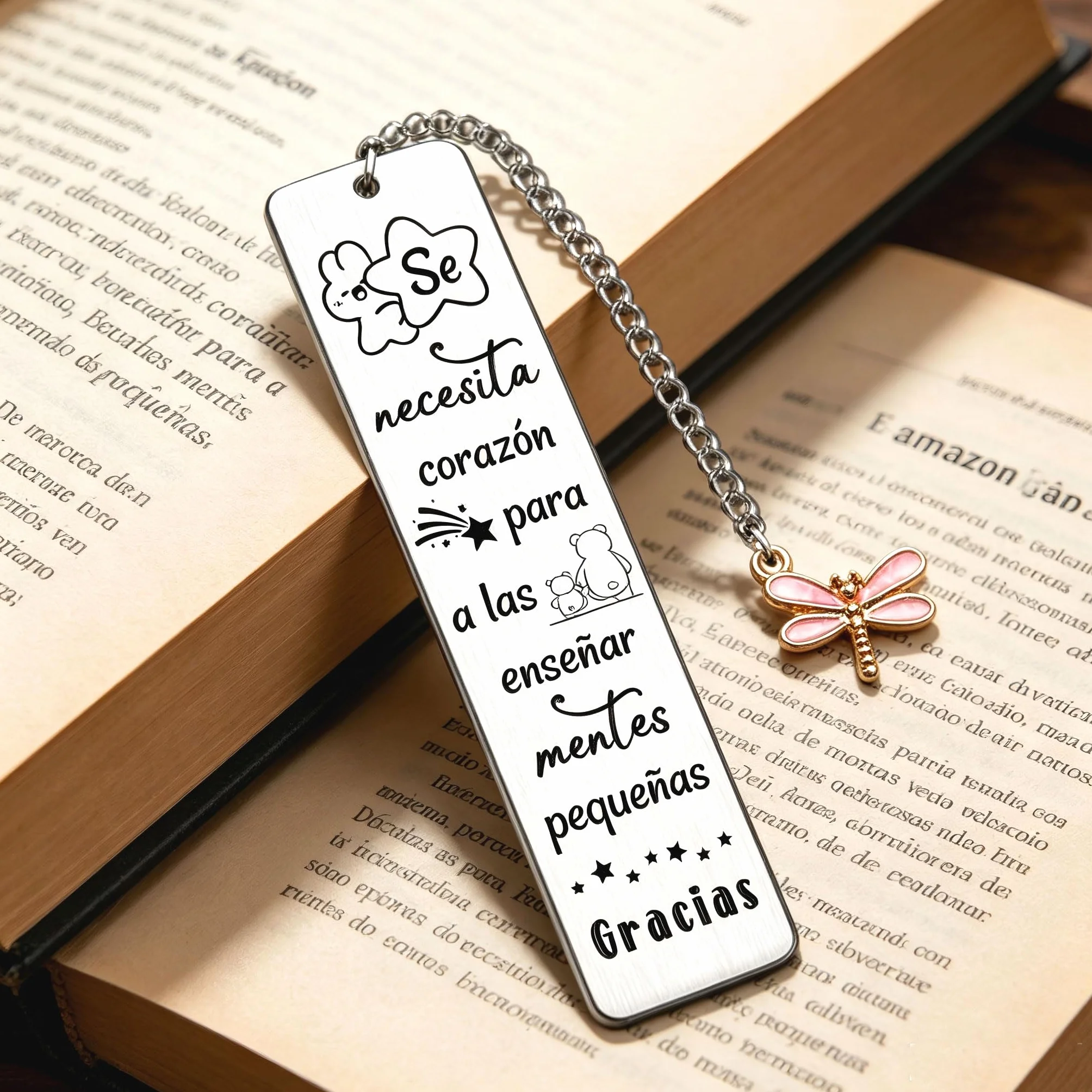 Marcapáginas Metálico para Profesora, Regalo Fin de Curso, Frases Emotivas, Detalle Maestra Infantil Primaria