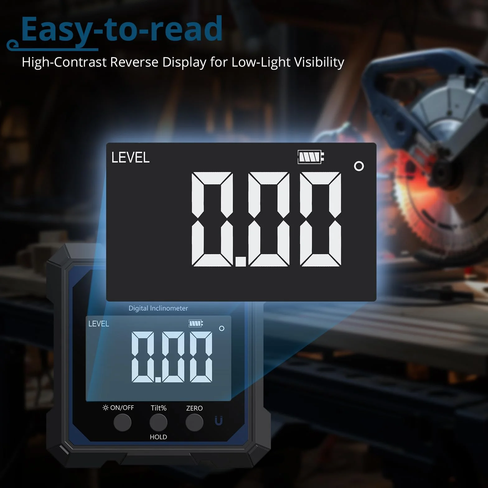 Medidor de ángulo digital recargable con nivel láser, 4 lados magnéticos, láser verde, inclinómetro +/- 0,1°, USB-C, para carpintería y construcción