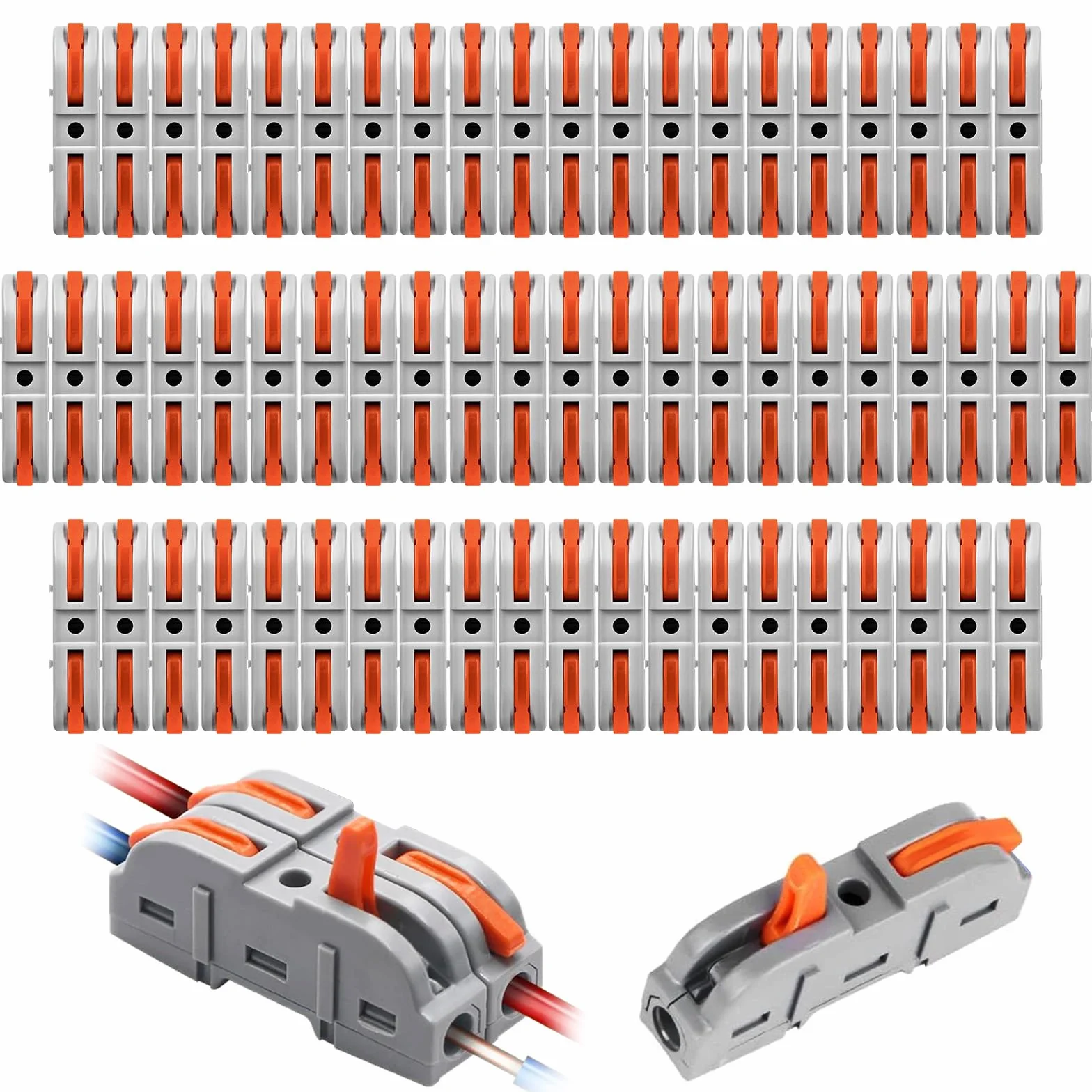 Conectores Electricos Rapidos SPL-1 Clemas Electricas con Palanca 28-12 AWG SPL1-5 Acoplamientos de cable 50 Piezas