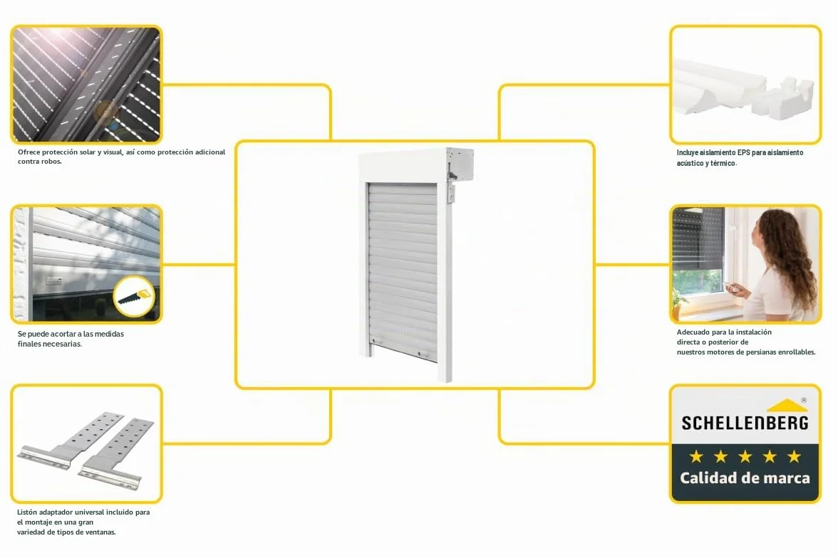 Schellenberg 20097 Juego de persianas enrollables para ventanas, 80 x 100 cm, blanco/gris
