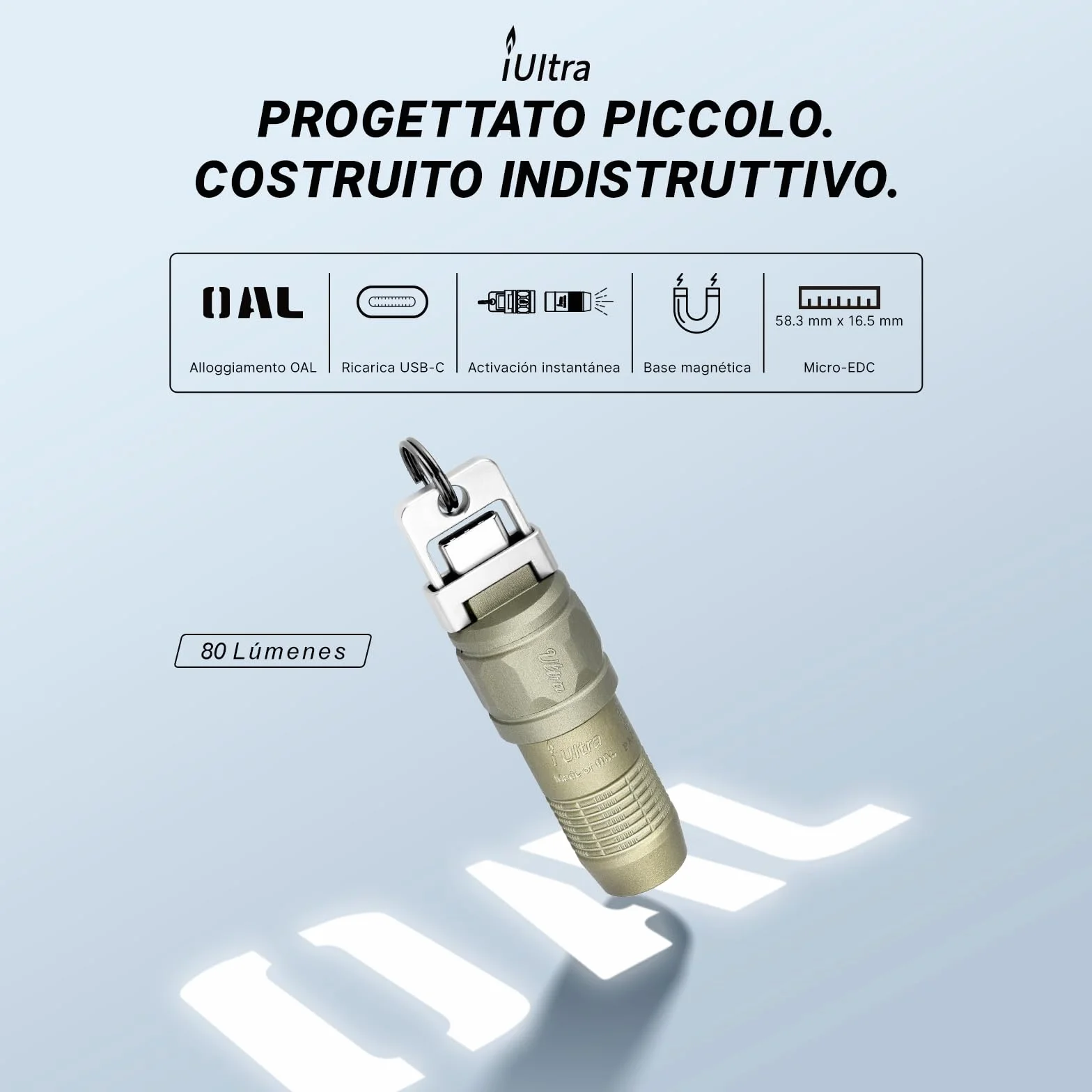 OLIGHT iUltra Linterna de llavero 80 lúmenes EDC Minilinterna USB-C Recargable con Base MagnéticaIntegrada, Linterna LED Compacta de Alto Rendimiento Para Uso Diario (Verde Oliva)