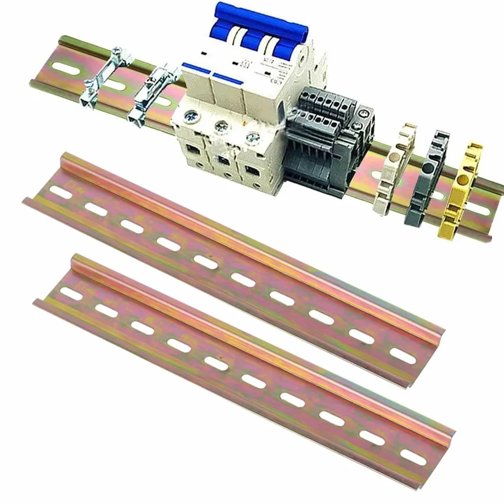 Riel de Montaje DIN,Carril DIN,Guía DIN,20cmx3.5cm Metal Ranurado de montaje DIN Carril,Puentes de Cables para La Instalación en Armarios de Distribución