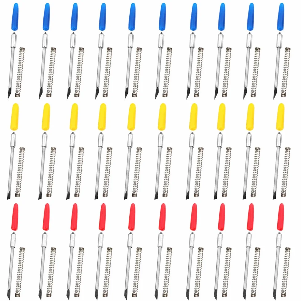 AFUNTA 30 piezas 30/45/60 grados cuchillo de trinchar vinilo cortador plóter cuchillas de corte para CB09 CB09U Graphtec - Azul, amarillo, rojo