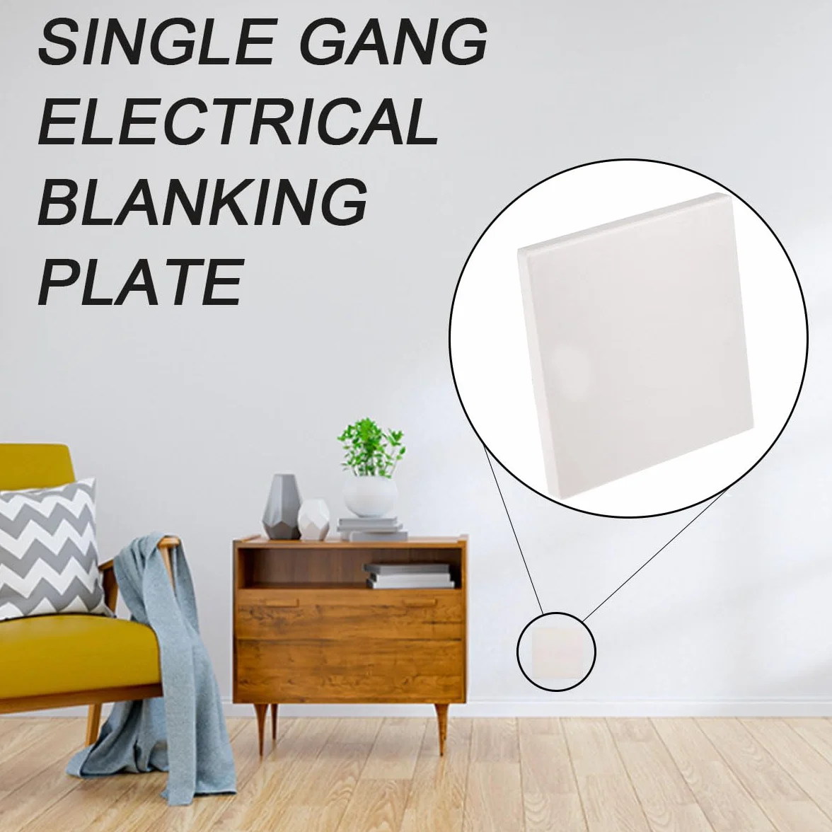 2 paquetes Placa en blanco única Orificio para tornillo oculto Cubierta de placa ciega de forma cuadrada de 1 unidad Placa ciega para enchufe eléctrico de una sola unidad