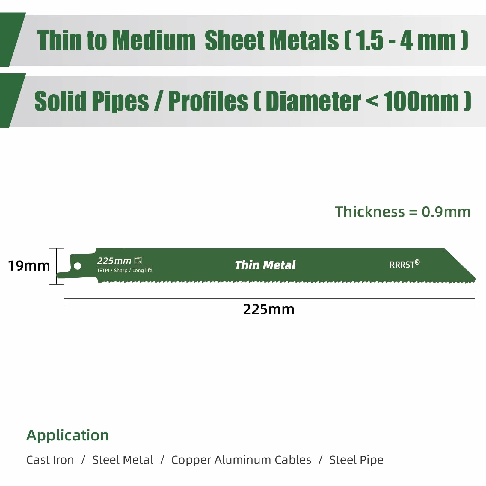 Juego de 6 hojas de sierra sable de 225 mm, 3 piezas 14TPI para metal pesado, 3 piezas 18TPI para corte fino de metal, fácil y duradero