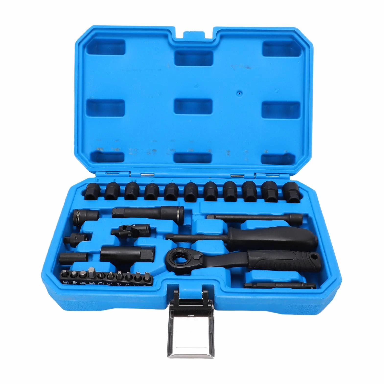 ASHATA Juego de Llaves de Trinquete y Dados de Paso, Accionamiento de 1/4 de Pulgada, Juego de Llaves de Trinquete de 72 Dientes con Biela y Adaptador, de Dados de Paso, Llave de Tubo de para