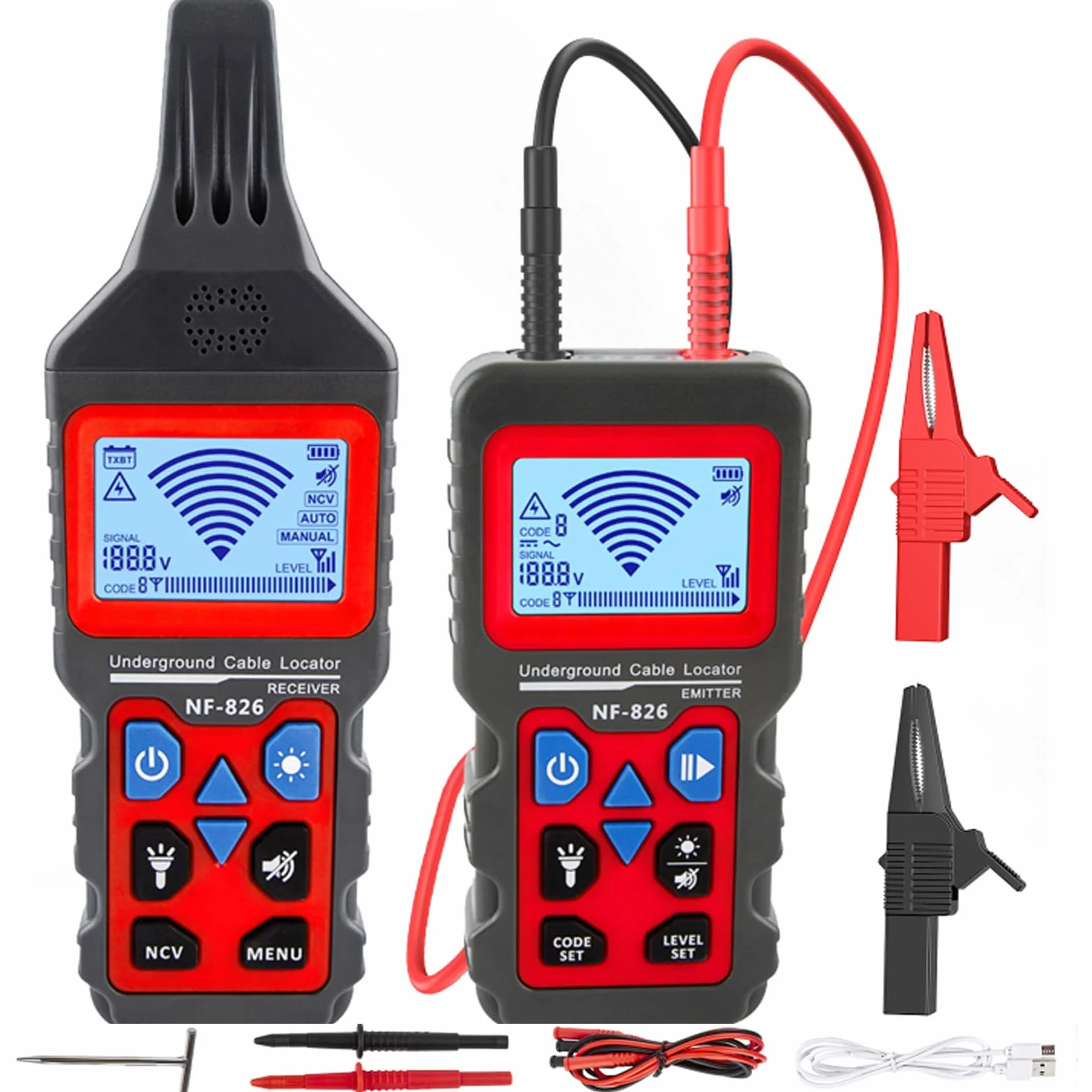 NOYAFA NF-826 Detector de Cables Subterráneos - Localizador de Cables y Líneas Eléctricas en Pared y Tierra, Buscador de Cables Ocultos para Electricidad y Cableado