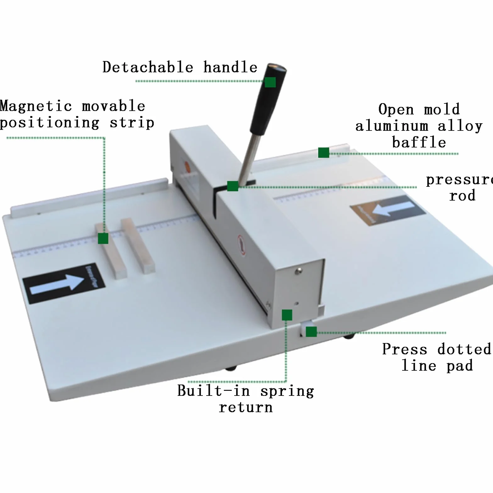 Máquina plegadora manual 340 mm de doble uso con sangría de línea punteada y profundidad ajustable