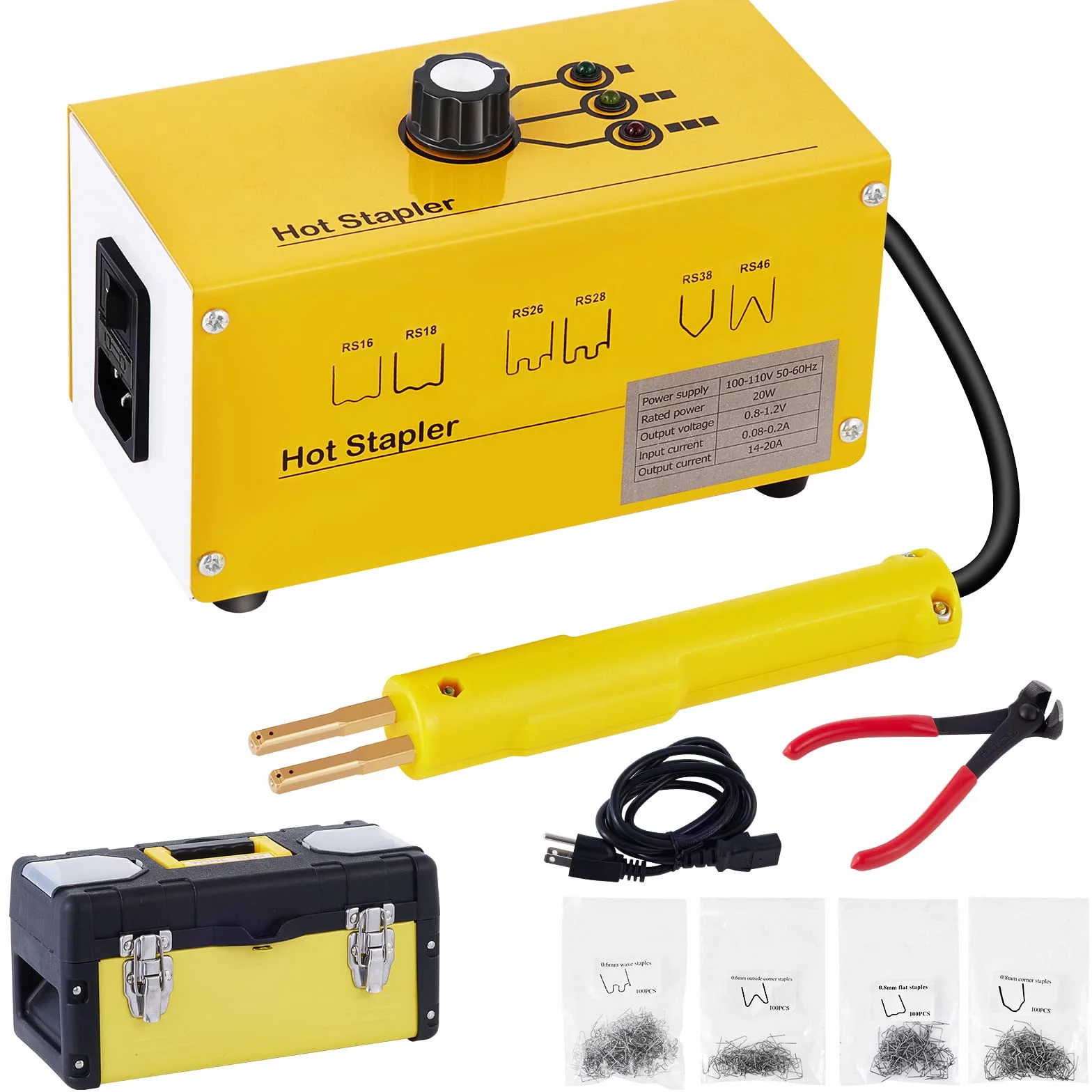 Kit de soldadura de plástico de 230 V para reparación de parachoques de coche, grapadora caliente con 600 grapas