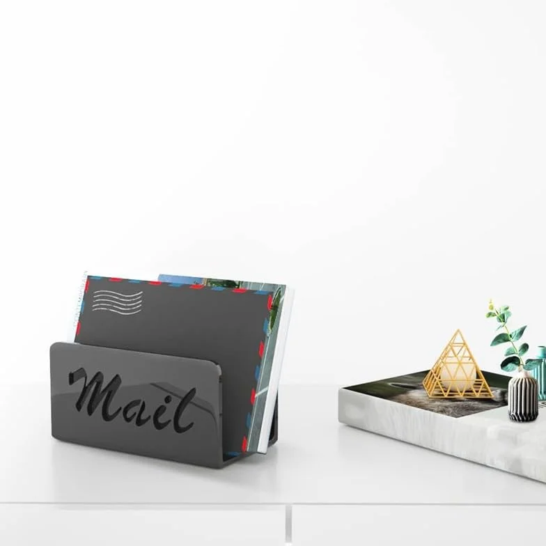 Organizador de Correo Acrílico para Escritorio, Soporte para Sobres y Cartas