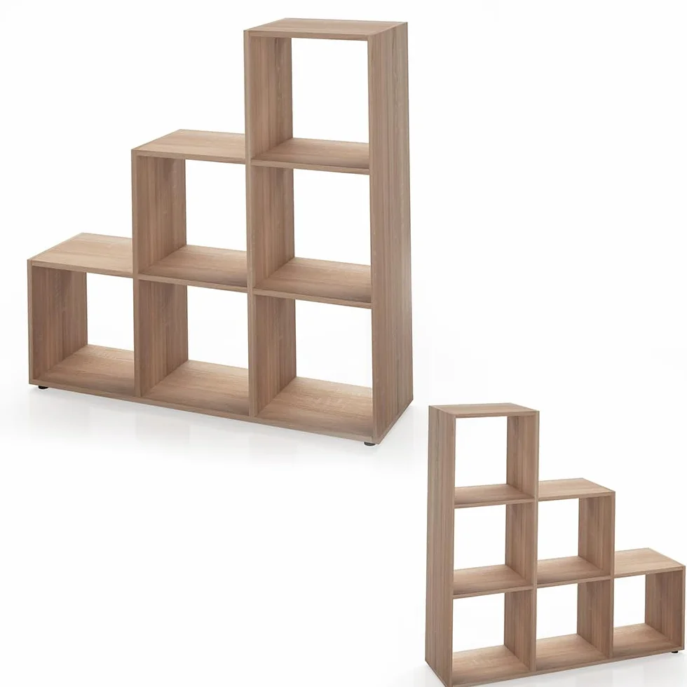 Vicco Estantería escalonada Sonoma 105 x 107.5 cm Separador de ambientes 6 estantes