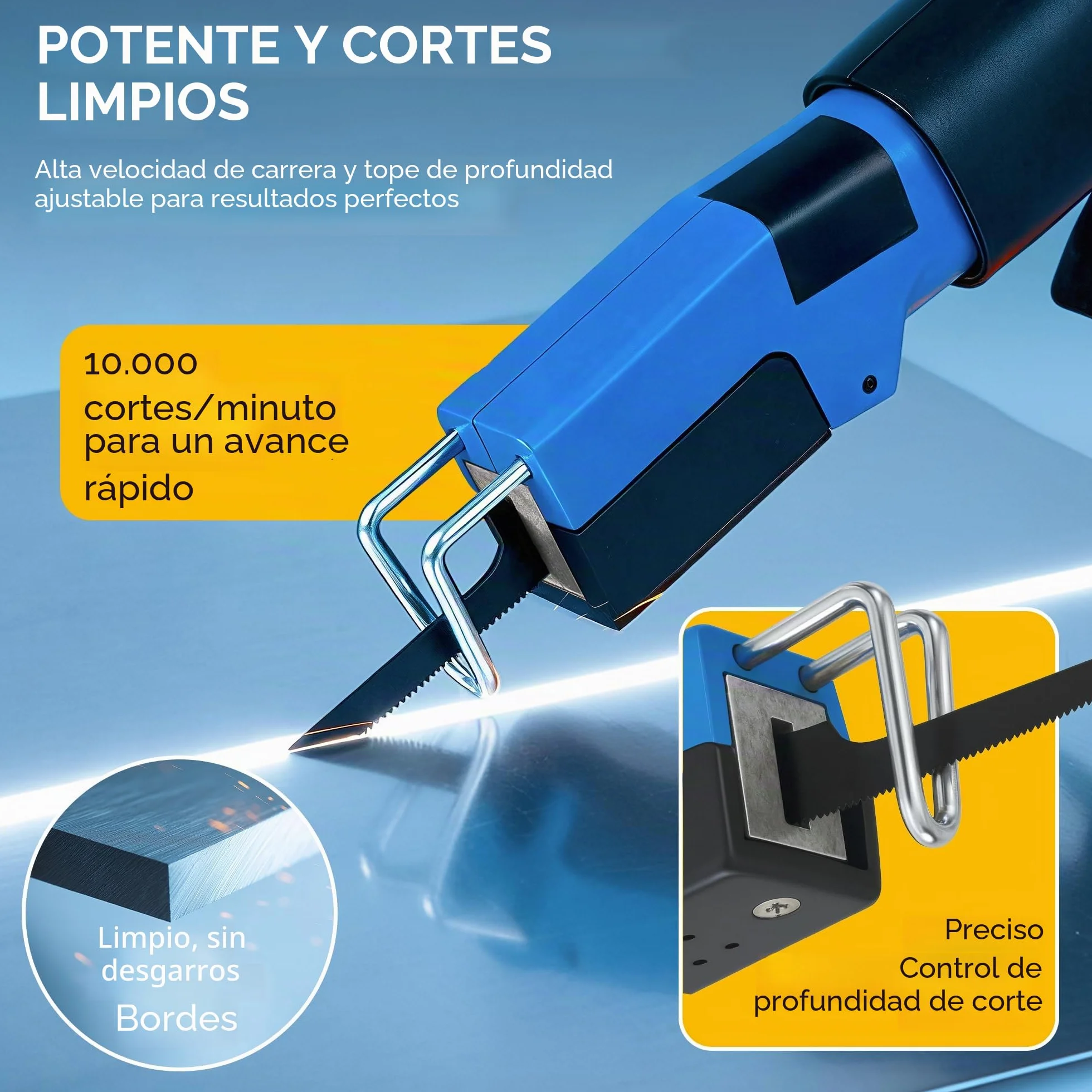 Monzana Sierra Neumática de Aire Comprimido 6 Hojas 2 Llaves Allen 10.000 rpm Mango de Goma Cortadora de Metal