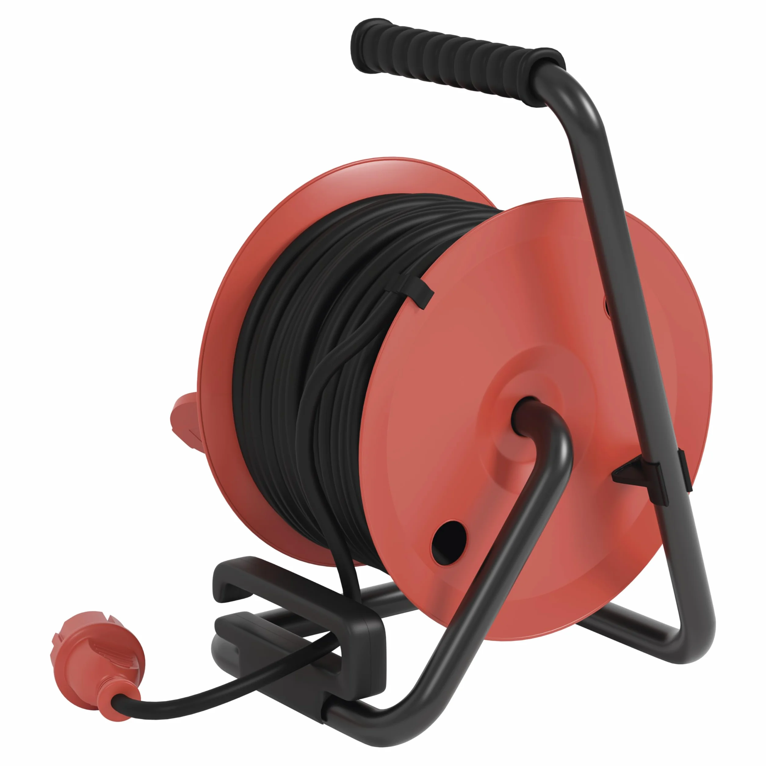 EMOS - Carrete de cable de 25 m - 4 enchufes Schuko con protección de contacto aumentada - Resistente al agua y al frío - Resistente a golpes - 230 V, 10 A, 2300 W - Aislamiento de goma - H05RR-F3G