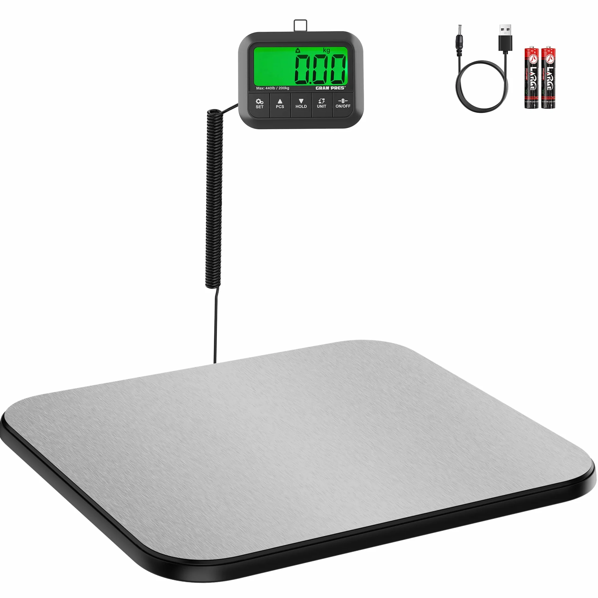 GRAM PRES Báscula de correo digital 440 lbs/10 g pantalla LCD