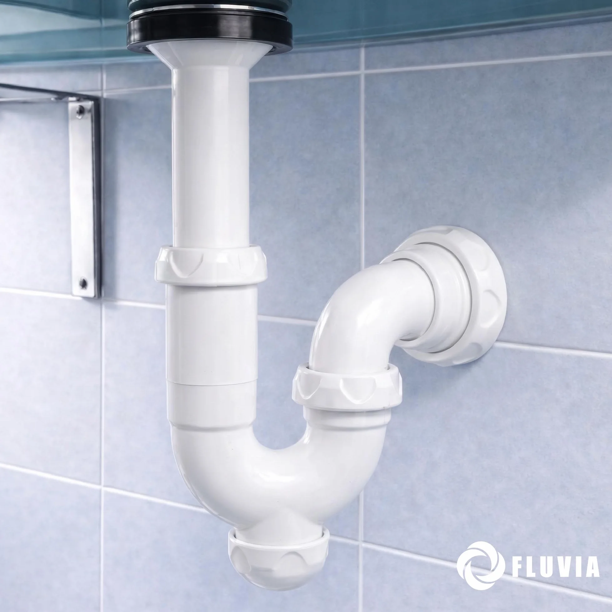 Sifón Curvo Extensible 1 1/2" Ø40 mm con Reducción Ø32 mm para Fregadero y Lavabo Antiolor Antifugas Fluvia