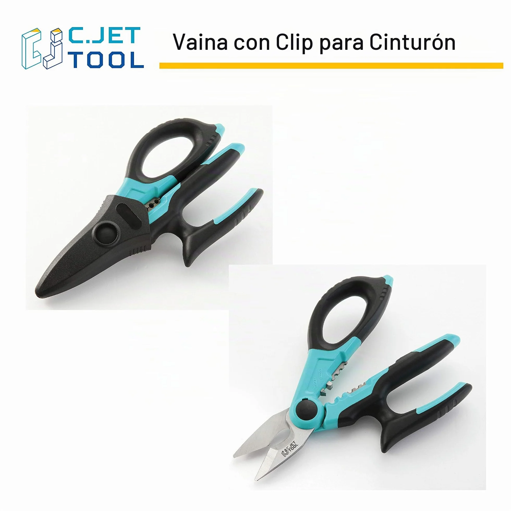 C.JET TOOL Tijeras Electricista Profesional, 170 mm/7" de acero inoxidable, diseño multi-agarre de aluminio de cobre cable suave