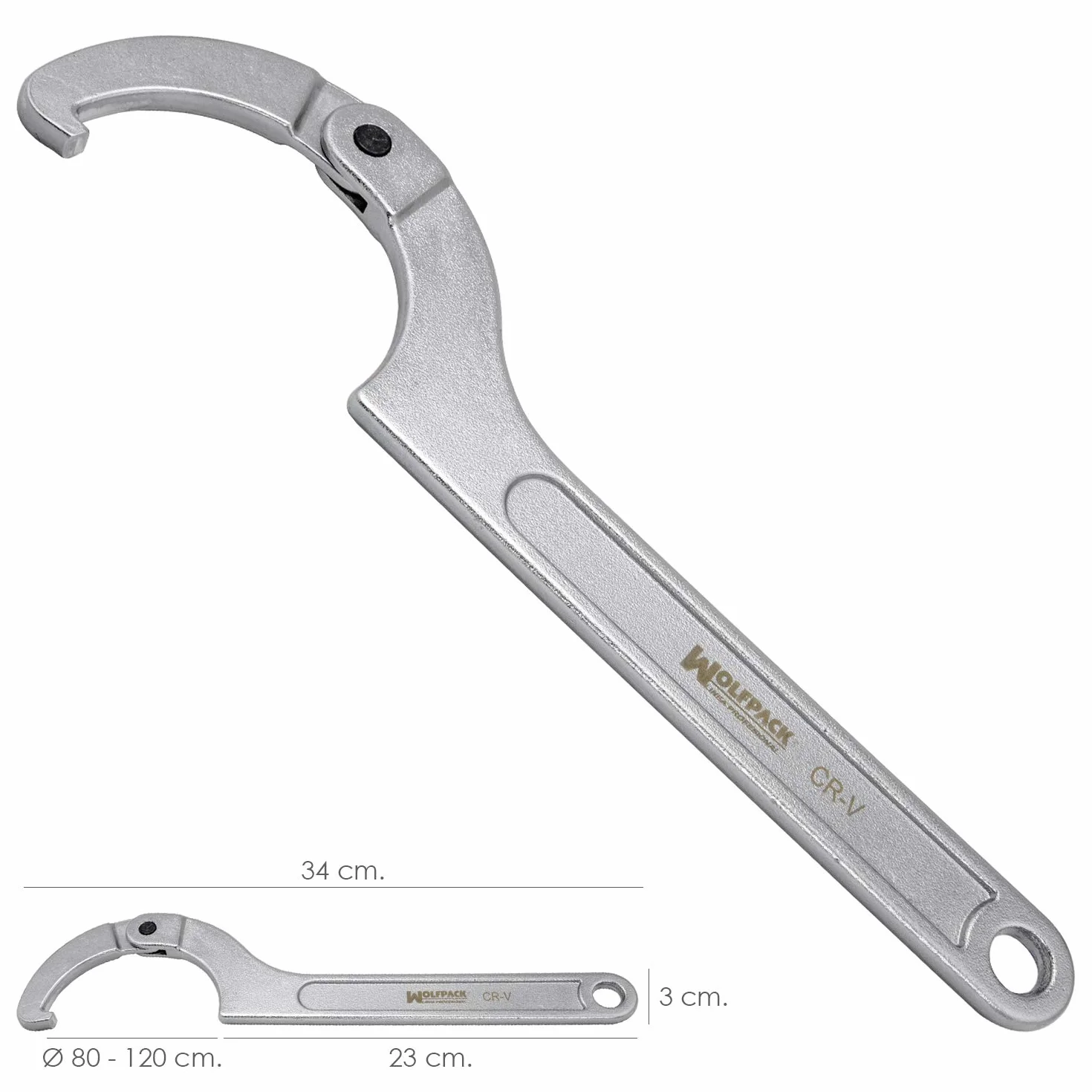 WOLFPACK LINEA PROFESIONAL - Llave De Gancho Articulada Para Tuberias Ø 80 a 120 mm.
