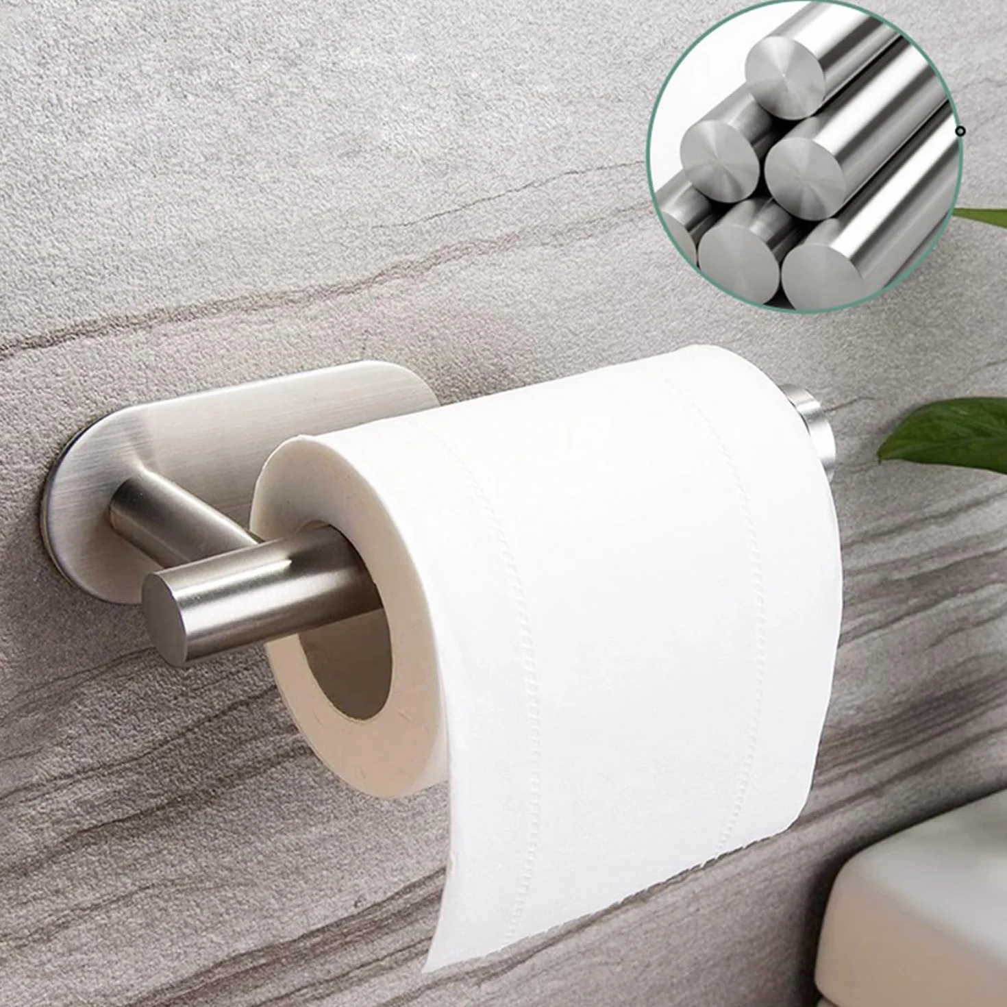 Toalleros de Baño Sin Taladro 9PCS Acero Inoxidable SUS304 Kit Accesorios Baño con Portarrollos Papel Higienico