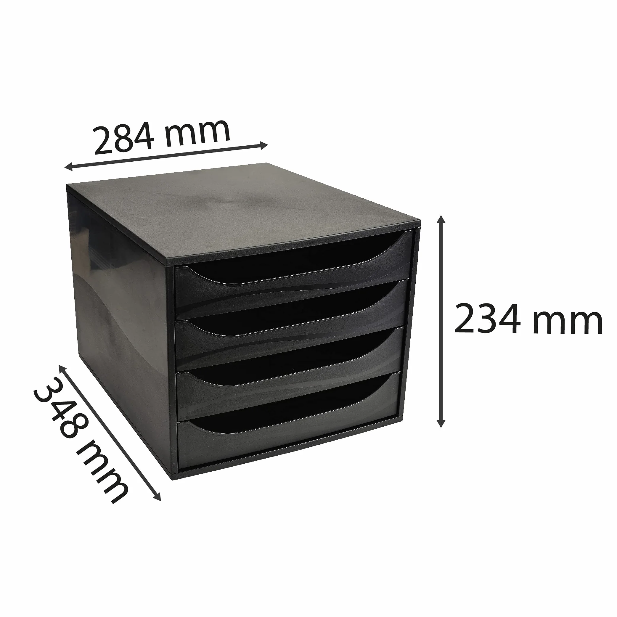 Exacompta EcoBox Juego de cajones 248x284x234 mm 4 cajones A4+ apilable parada de seguridad EcoBlack