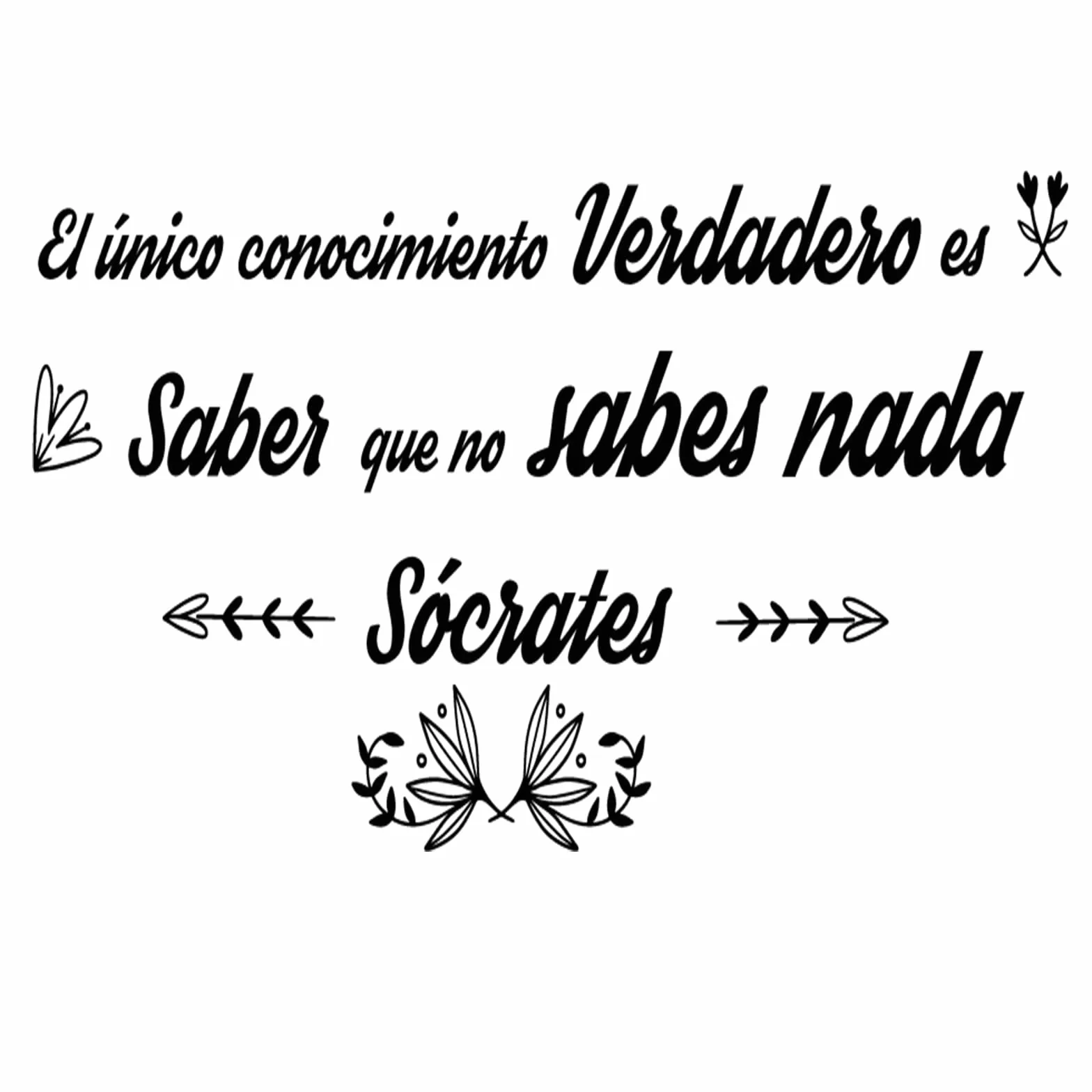 Pegatina decorativa habitación .Pegatina pared frases decorativas. Vinilo decorativo frase motivadora. Vinilo adhesivo habitación Frases célebres(EL ÚNICO CONOCIMIENTO)