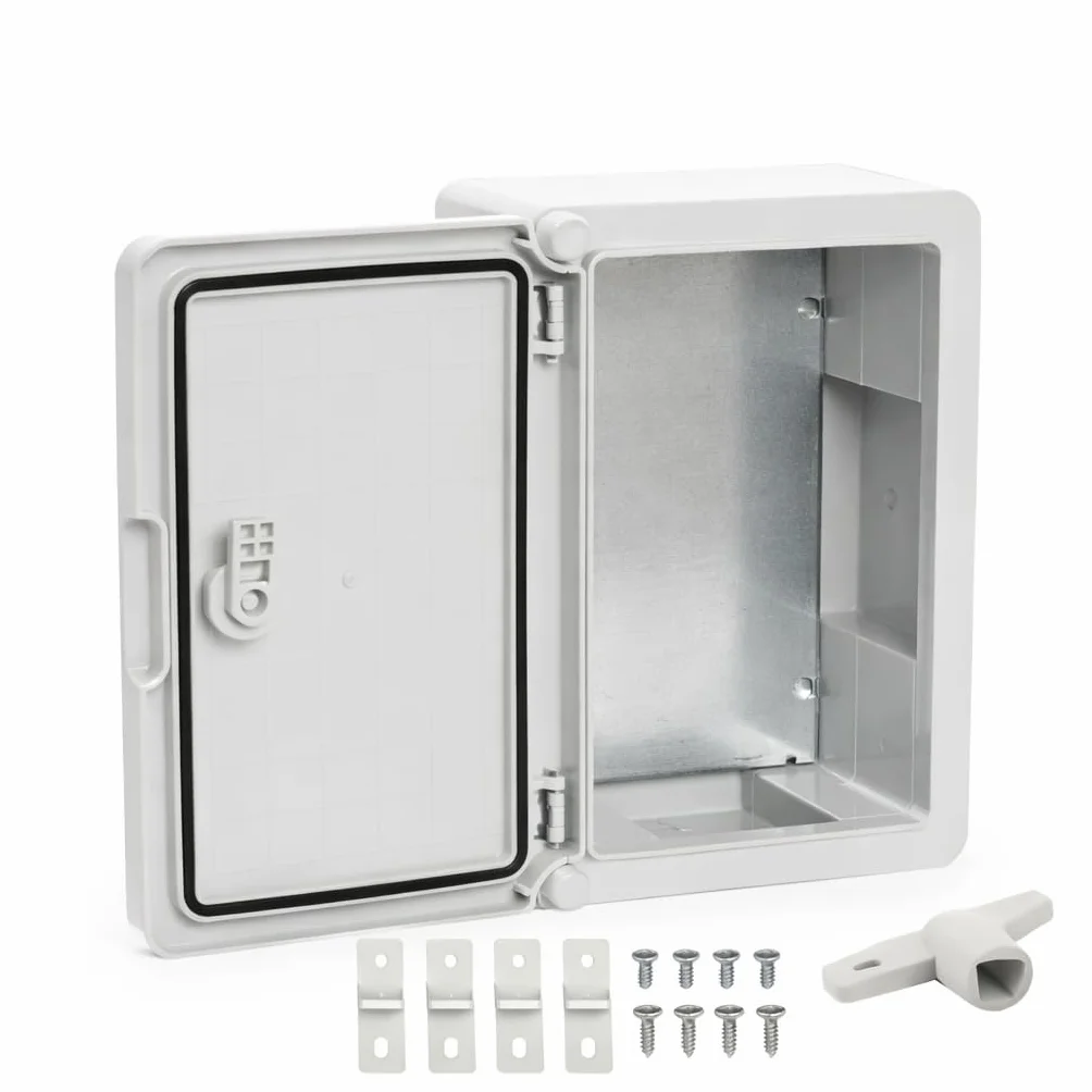 Armario Eléctrico Estanco 200x300x130 IP65 IK08 ABS con Puerta Opaca Gris y Placa Galvanizada Incluida