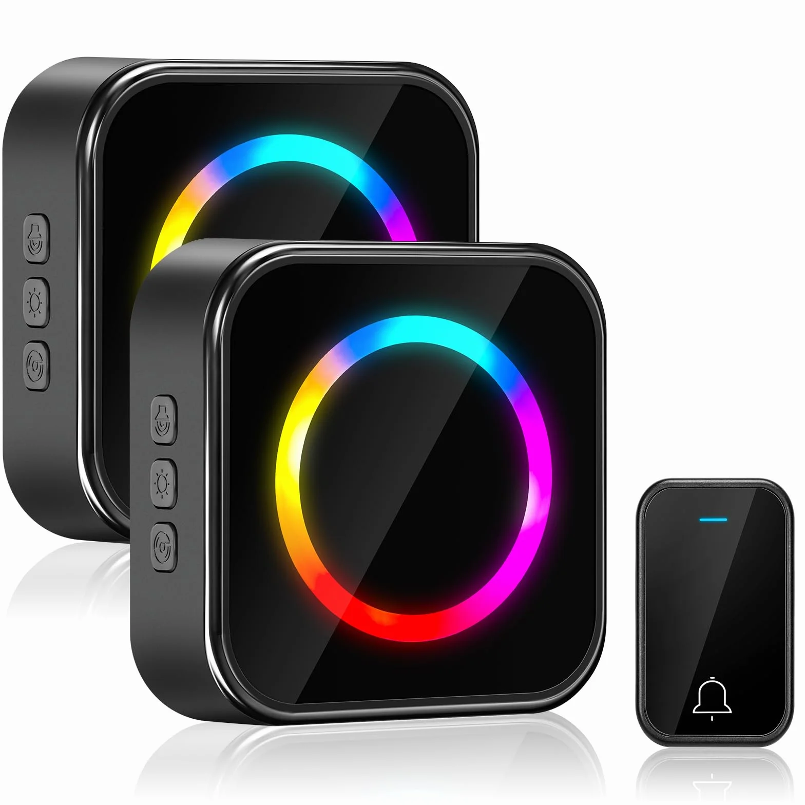 Timbre Inalámbrico Exterior Impermeable Largo Alcance, Wireless Door Bell 400 m LED 4 Niveles Volumen 63 Melodías 2 Receptores 1 Transmisor