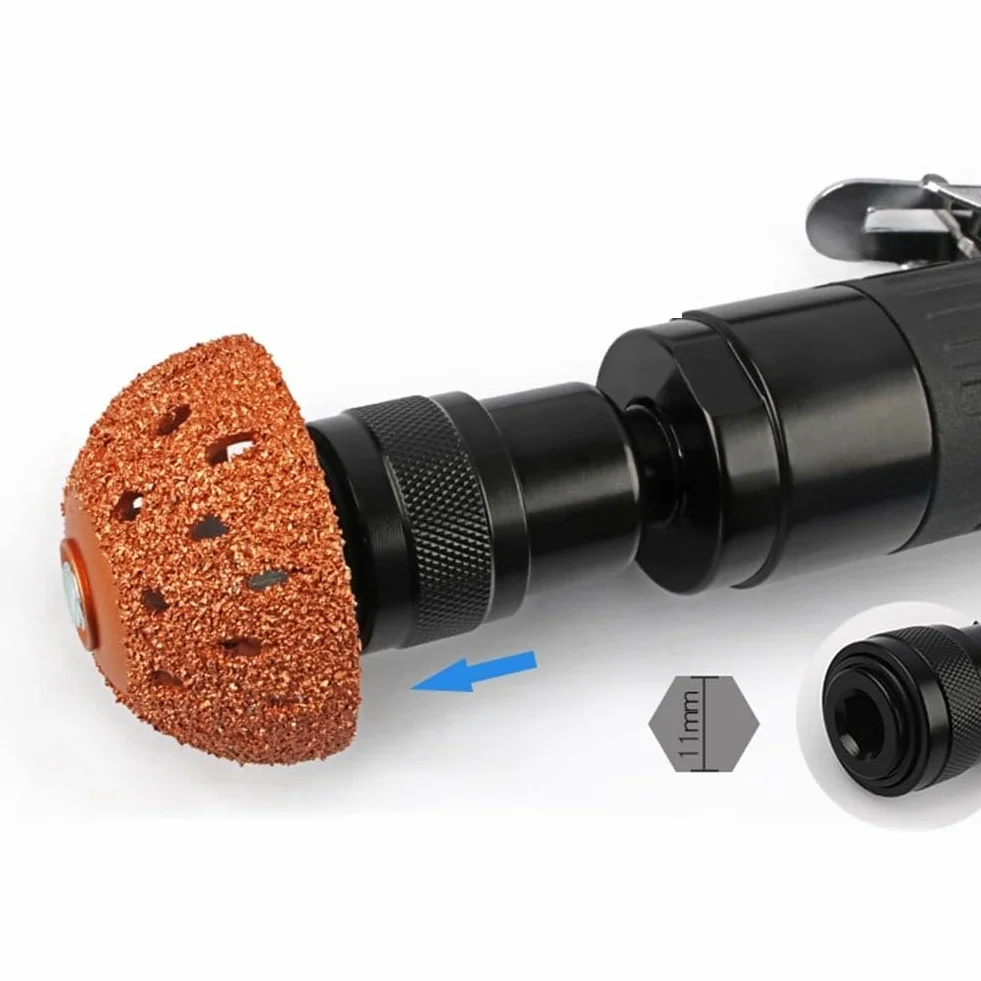 Amoladora neumática de neumáticos de 2200 RPM con portabrocas de 11 mm, herramienta de amortiguación de aire de bajo ruido para pulido de neumáticos, molienda de goma y piedra, incluye manguera de