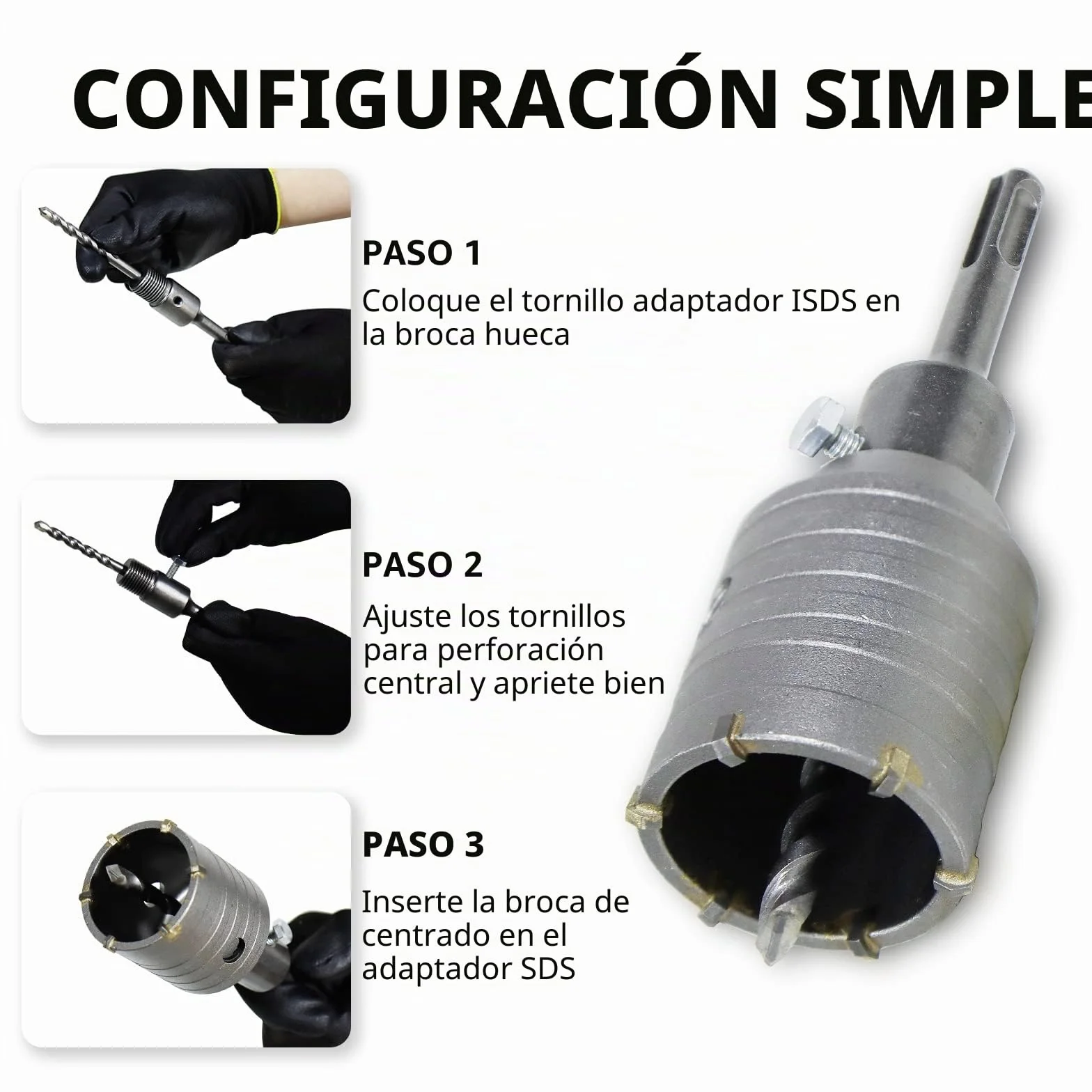 CCLIFE 350 mm Adaptador SDS PLUS para Sierra Corona Perforadora Hormigón + Broca 7 x 110 mm
