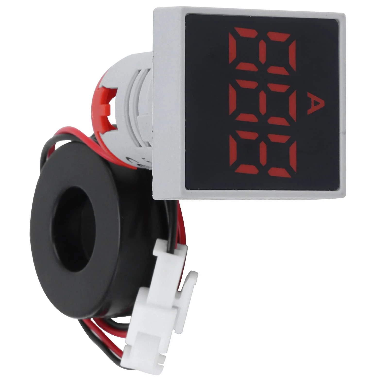 Fafeicy Amperímetro digital, AD16-22FSA AC 220V Medidor de corriente digital Luz de señal cuadrada Medidor de corriente Panel mate Amperímetro Luz indicadora de señal, para electricidad(rojo)