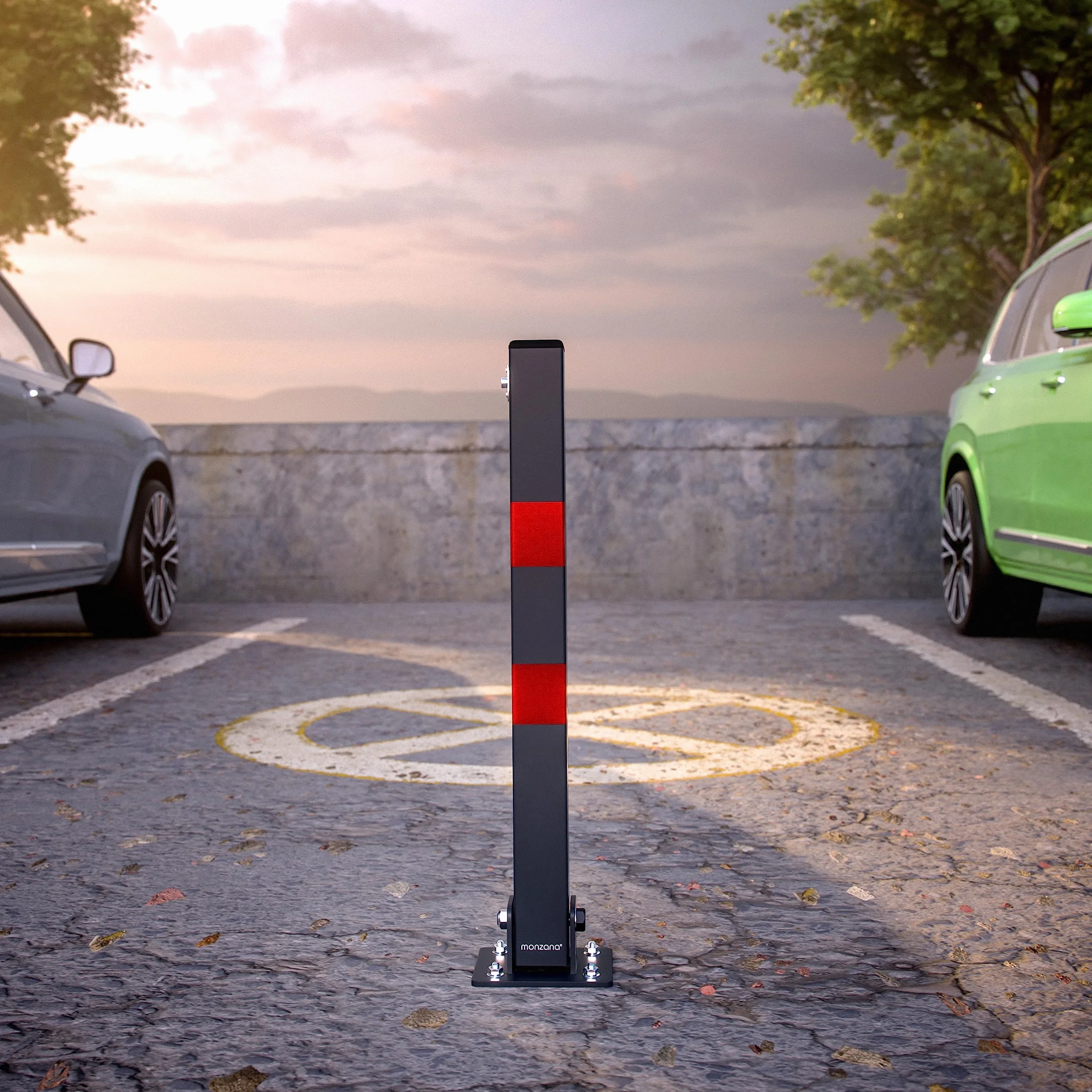 DEUBA® 2x Barreras de Parking Poste Aparcamiento Abatible Acero Resistente