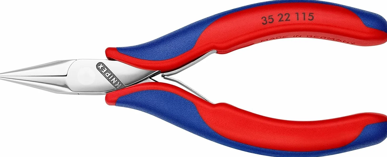 KNIPEX Alicate de montaje para electrónica con articulación machihembrada con cartulinas autoservicio con mangos multicomponente 115 mm, 35 22 115 SB