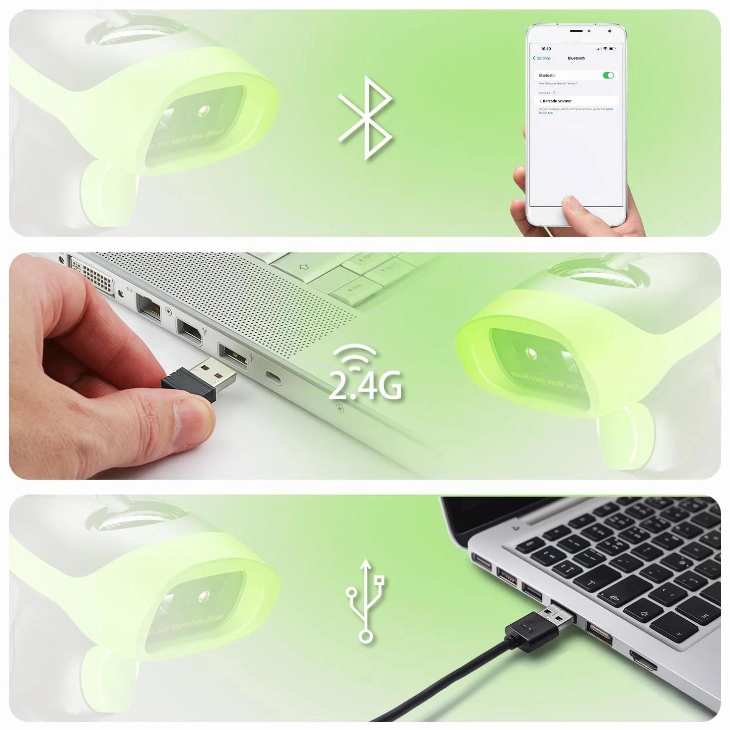 NetumScan Escáner de Código de Barras Inalámbrico Bluetooth 1D 2D QR NSL8BL