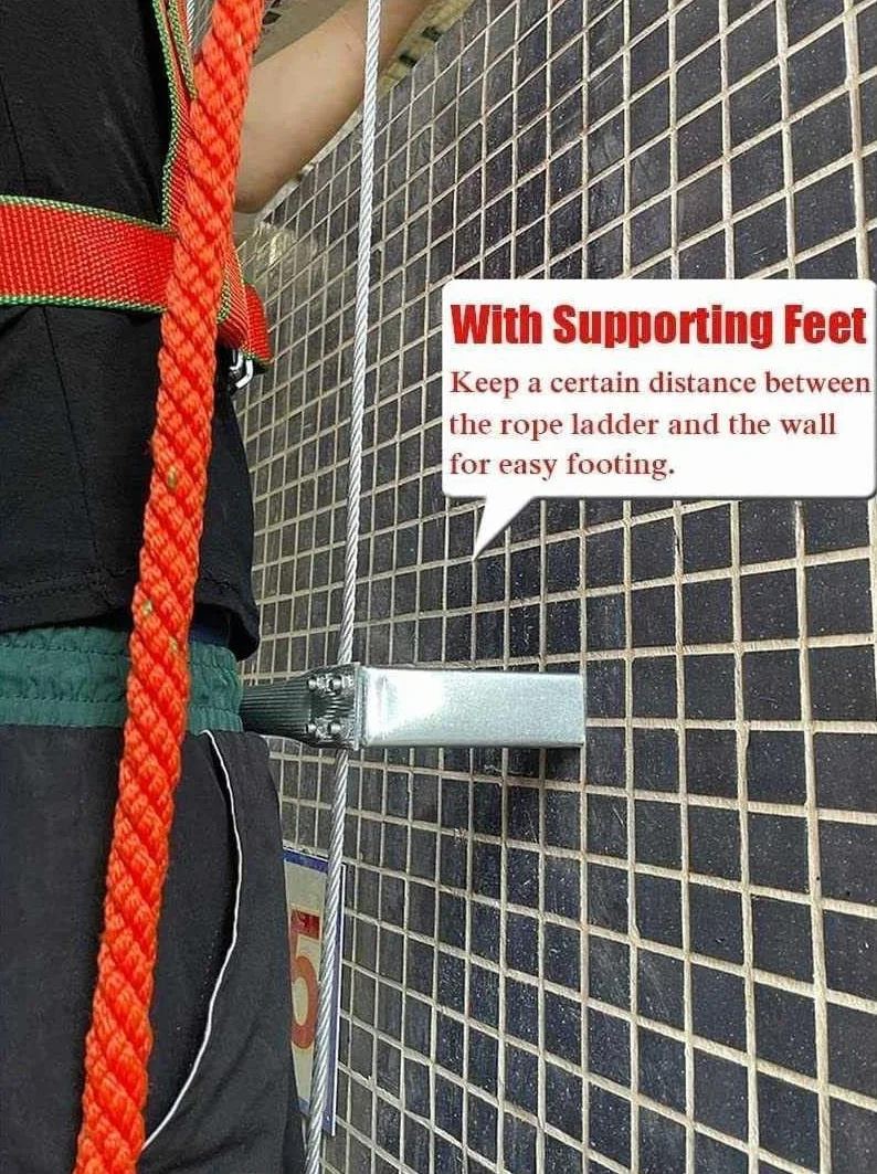 Escalera De Cuerda De Emergencia Multifuncional De Aleación De Aluminio, Escalera De Incendio Portátil Reutilizable Para Exteriores, Escalera De Cuerda De Alambre Resistente A Las Llama(Size:10m/32ft)