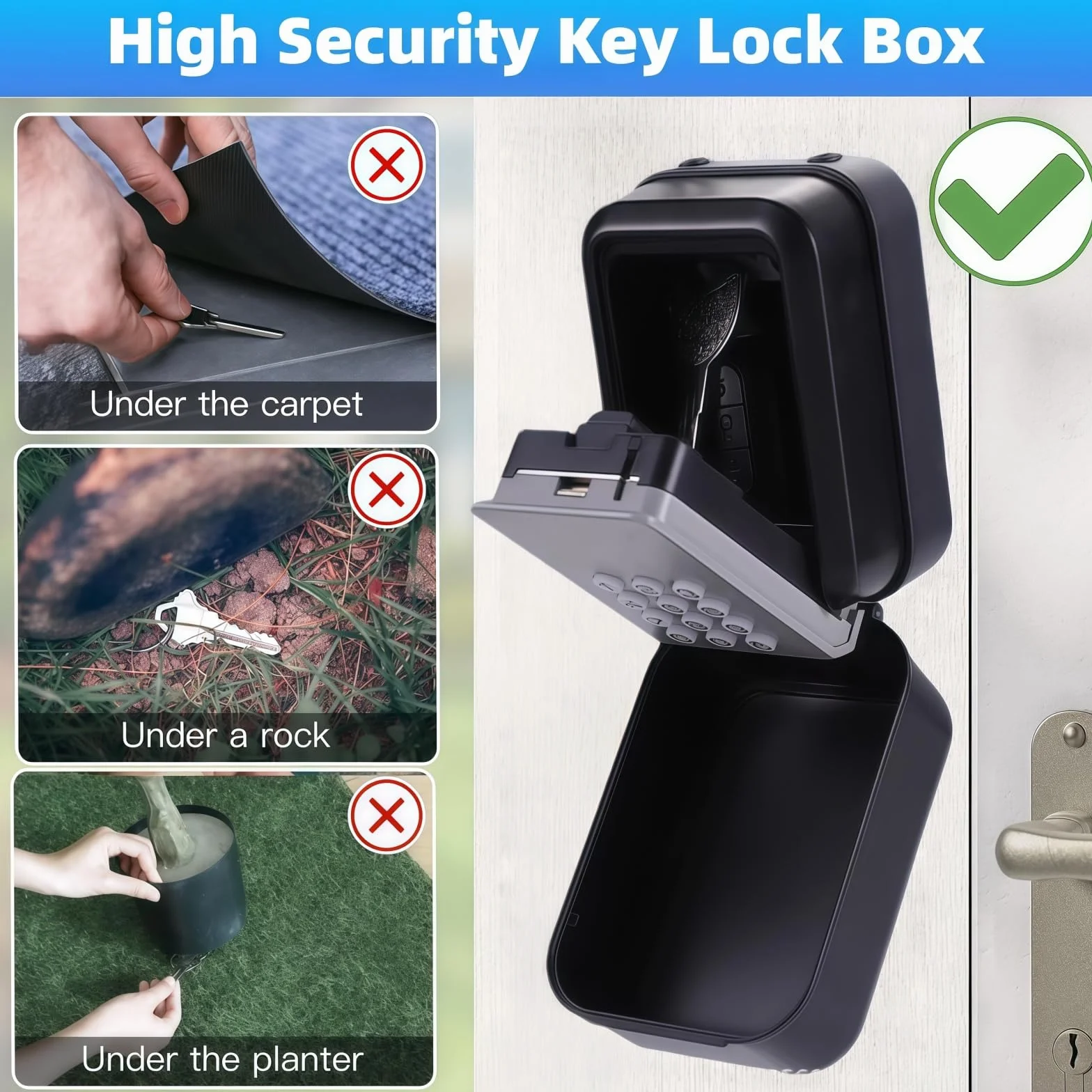 Caja fuerte electrónica inteligente para llaves, caja de llaves de pared con cerradura de 12 dígitos, Bluetooth o cerradura de combinación, cubierta impermeable para Airbnb, garaje, escuela y oficina