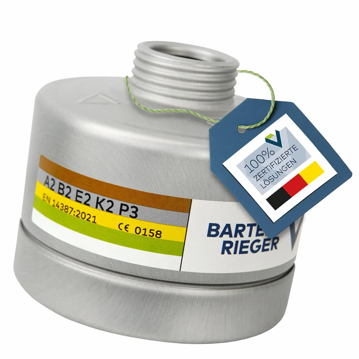 BartelsRieger Filtro de combinación BR ABEK2P3, filtro ABEK clase de protección A2B2E2K2-P3, filtro respiratorio certificado DIN contra gases, vapores y partículas para industria, química, artesanía