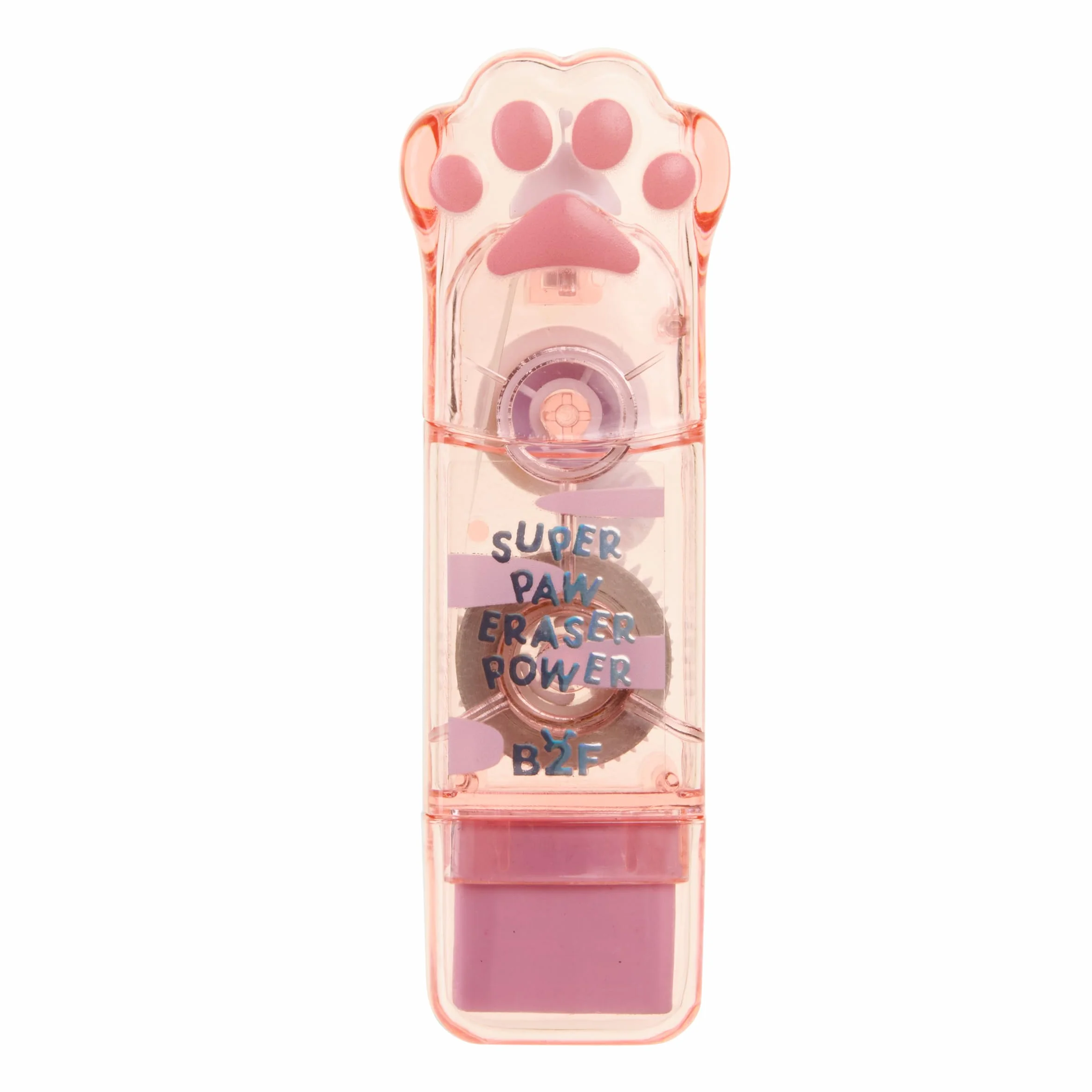 Back2Fun 2 en 1 Cinta Correctora de 6 metros y Goma de Borrar, Diseño de Patita 3D, Accesorio Escolar, Rosa